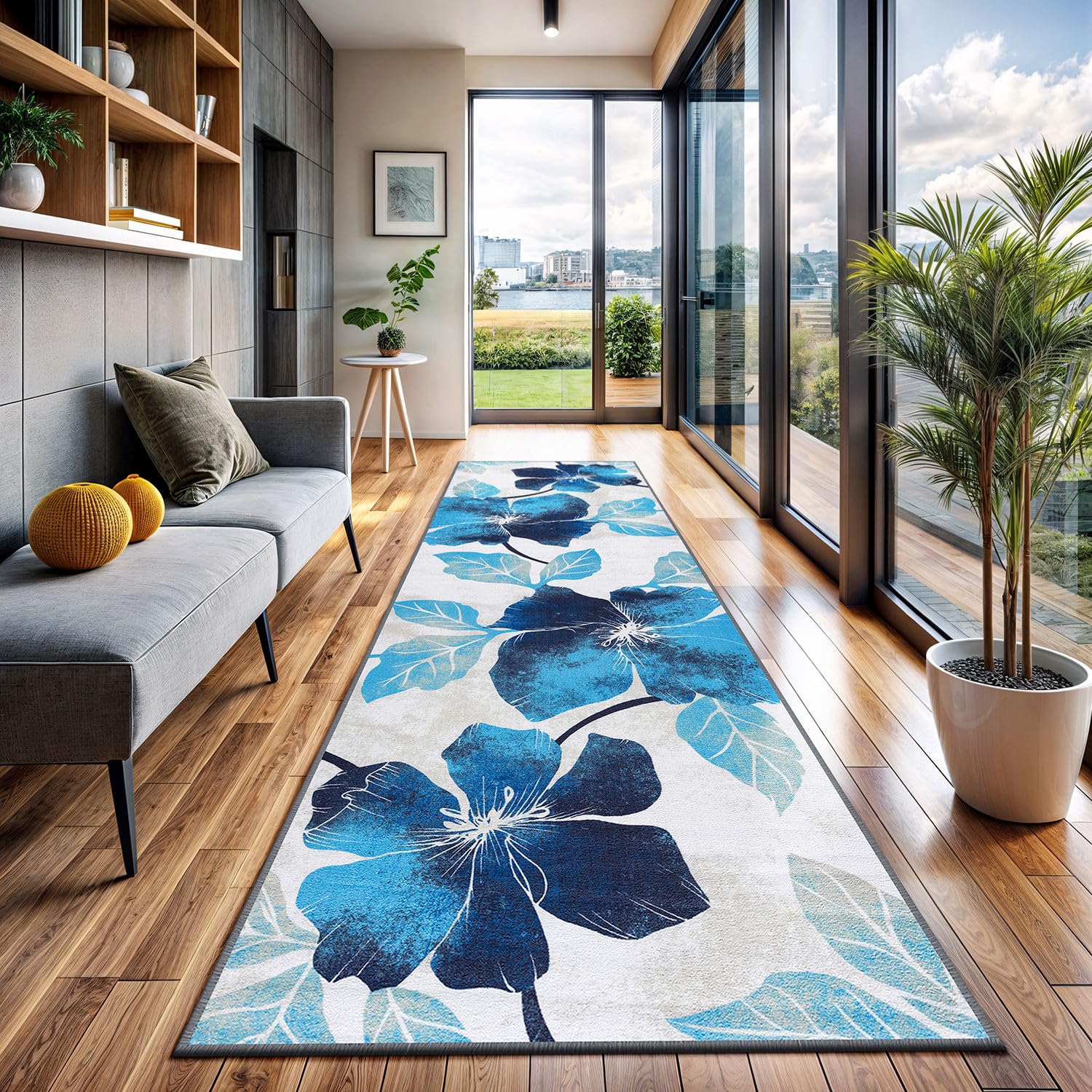 CAMILSON Solana Modern Floral 2' x 7' Area Rugs Non-Skid (Non-Slip
