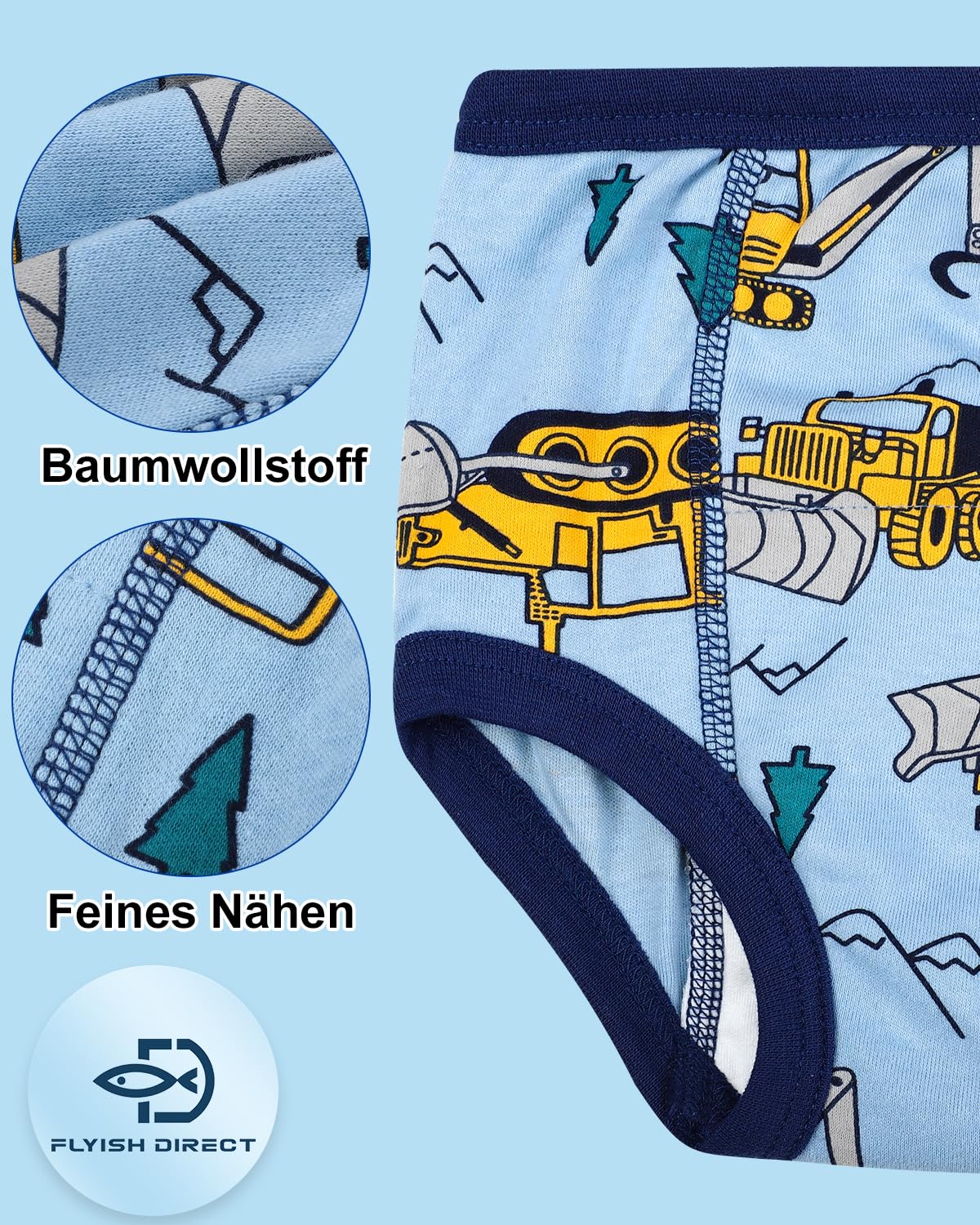 FLYISH DIRECT Töpfchen Trainingshose, Packung mit 10 Töpfchentraining Unterwäsche, 2-9 Jahre Töpfchen-Trainingshosen für Kinder Jungen und Mädchen, 100/3T
