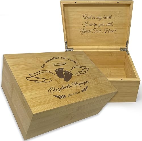 Miniatura 50 de Caja de madera grabada personalizada grande – Caja de recuerdo de madera de acacia con mensaje oculto personalizado, cajas de memoria de nogal para