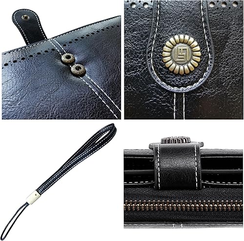 Miniatura 7 de VONCOSS Cartera larga con cremallera alrededor de las mujeres de gran capacidad, para tarjetas de crédito, soporte para teléfono, embrague con