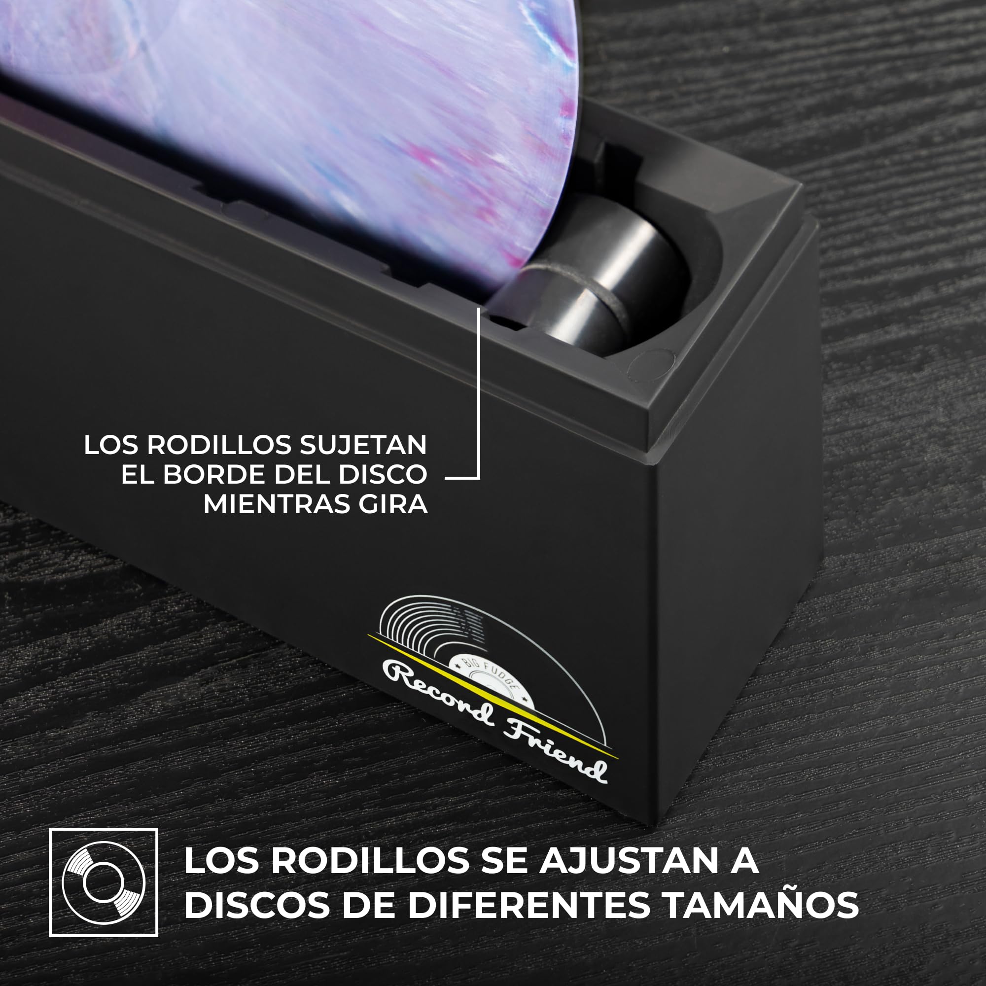 Big Fudge Kit Limpiador para Discos de Vinilo - Máquina Limpia Vinilos sin Ralladuras con Líquido de Limpieza Cepillo Bastidores - Cuidado Profesional