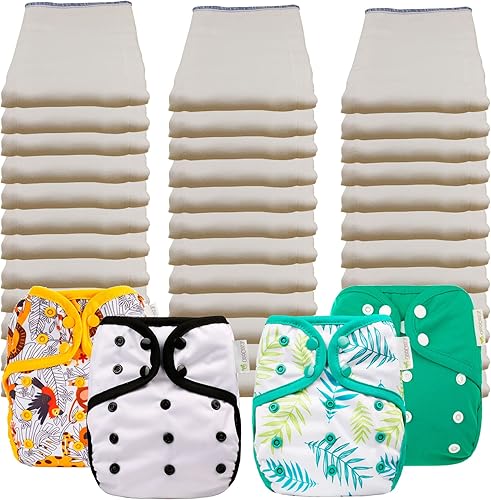 Miniatura 10 de OsoCozy Paquete de pañales de tela preplegados económicos: 3 docenas de pañales preplegados 100% algodón sin blanquear y 4 fundas de pañales de