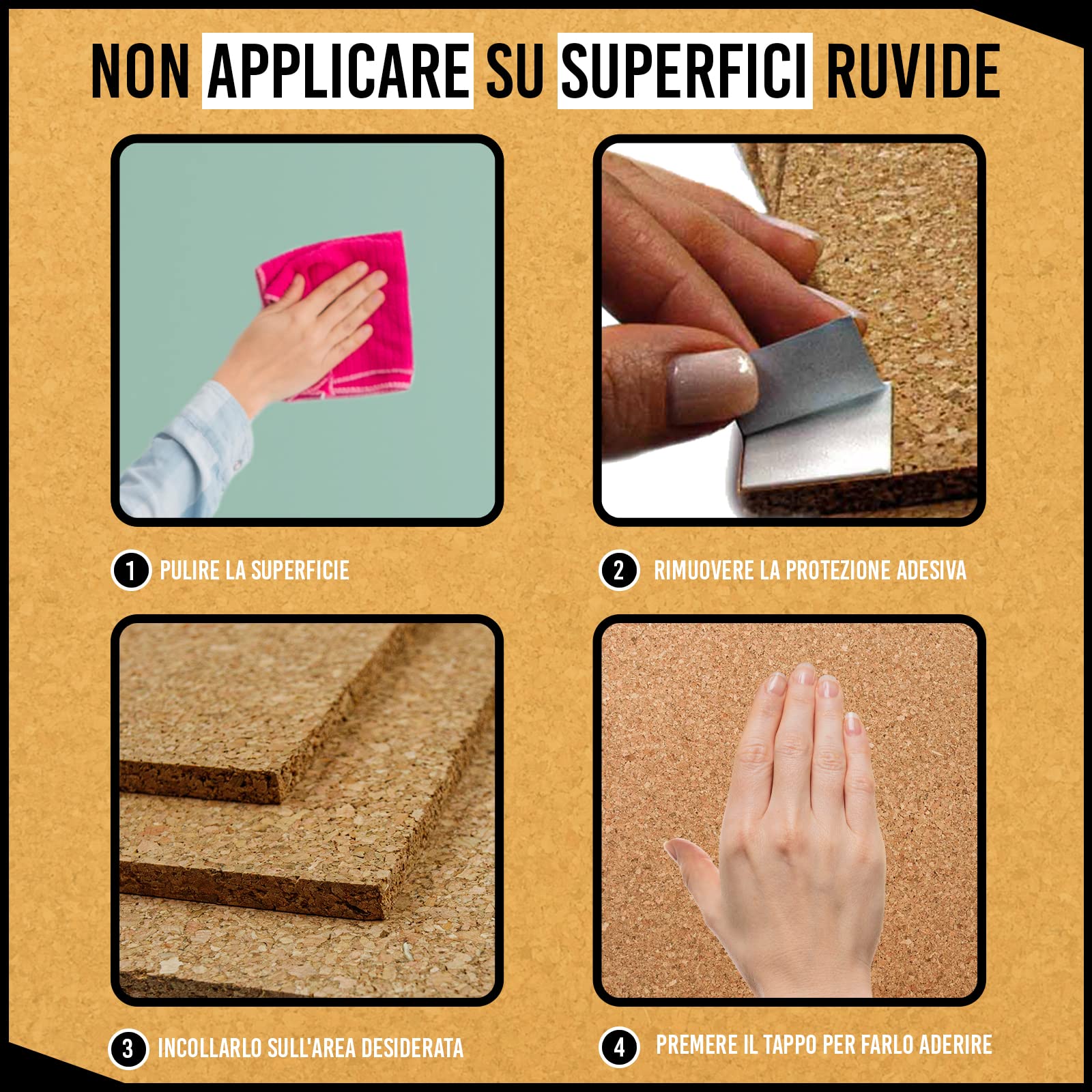BIBODÚ Sughero Pannelli Muro Adesivo (12 UNITÁ) 30cm x 30cm & 6mm Spessore | Bacheca In Sughero | Include 30 Puntine Per Lavagna Sughero | Pannelli Sughero per Pared - Oficina - Lavagna in Sughero