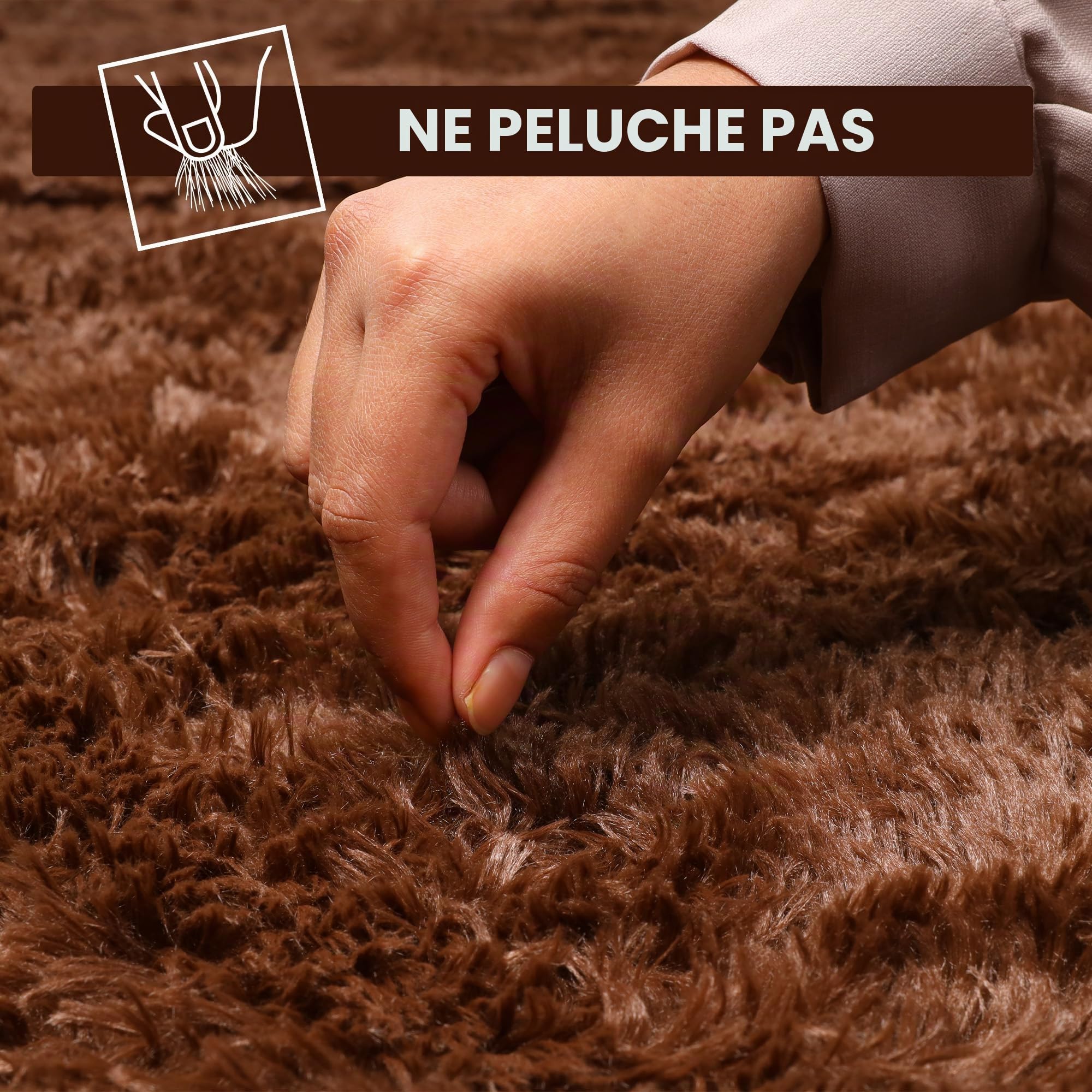 Oxford Homeware Tapis Salon – Grands Tapis Marron pour Chambre 80x150 cm – Tapis de Chevet Moderne, Doux, Antidérapant, Lavable pour Moquettes de Sol