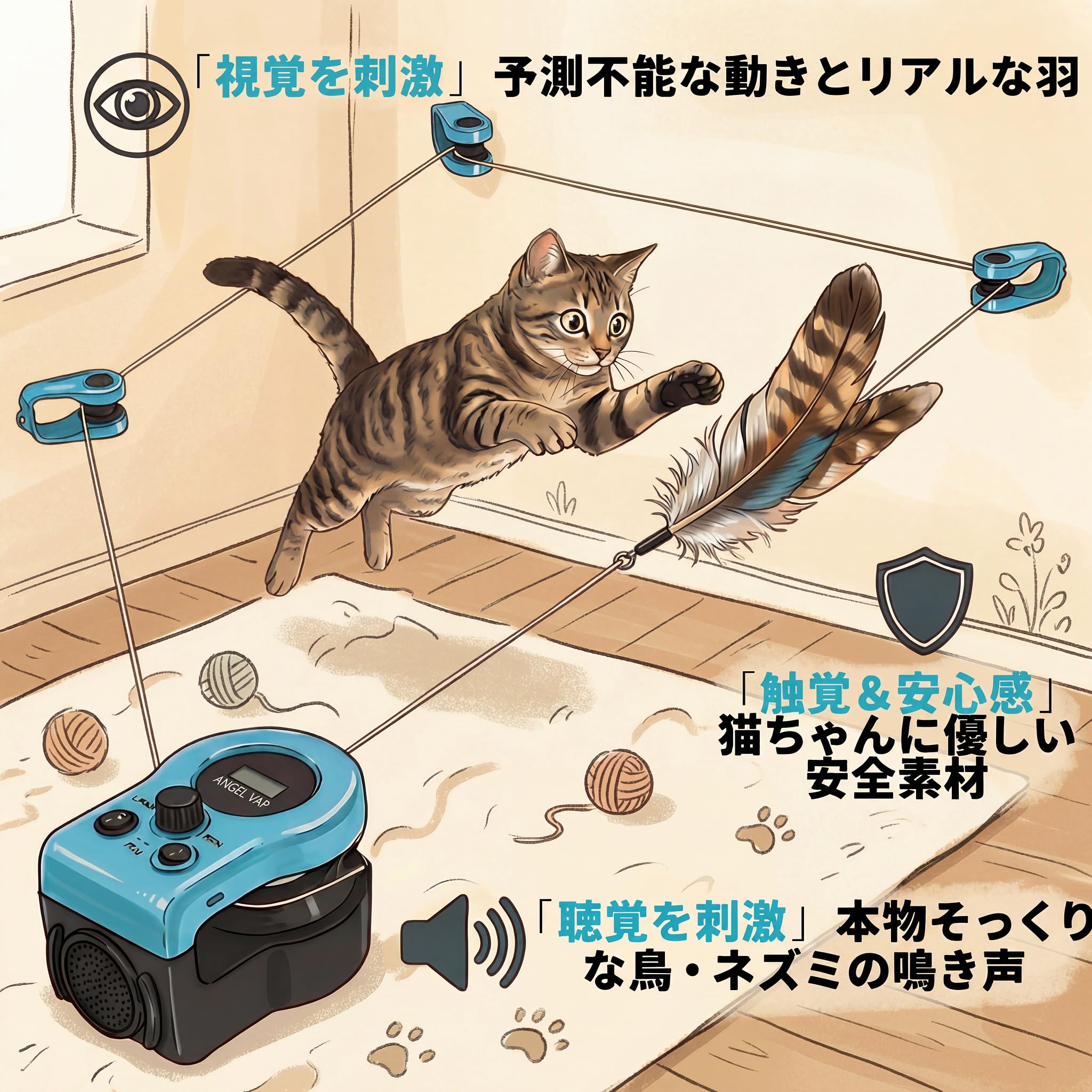 猫のおもちゃ CSHOPE 猫おもちゃ 電動 自動 猫じゃらし キャットホイール
