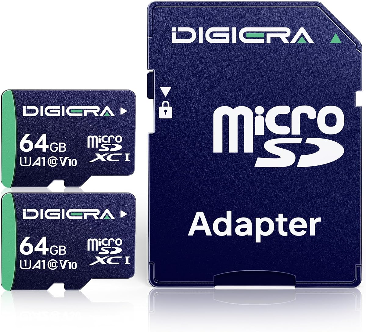 DIGIERA 64GB CT100 microSDXC UHS-I Memory Card with Adapter - up to 100MB/s, C10, U1, V10, Full HD, A1, Micro SD Card for Smartphones, Tablets, Cameras, Gaming Consoles, and Drones (2 Pack)