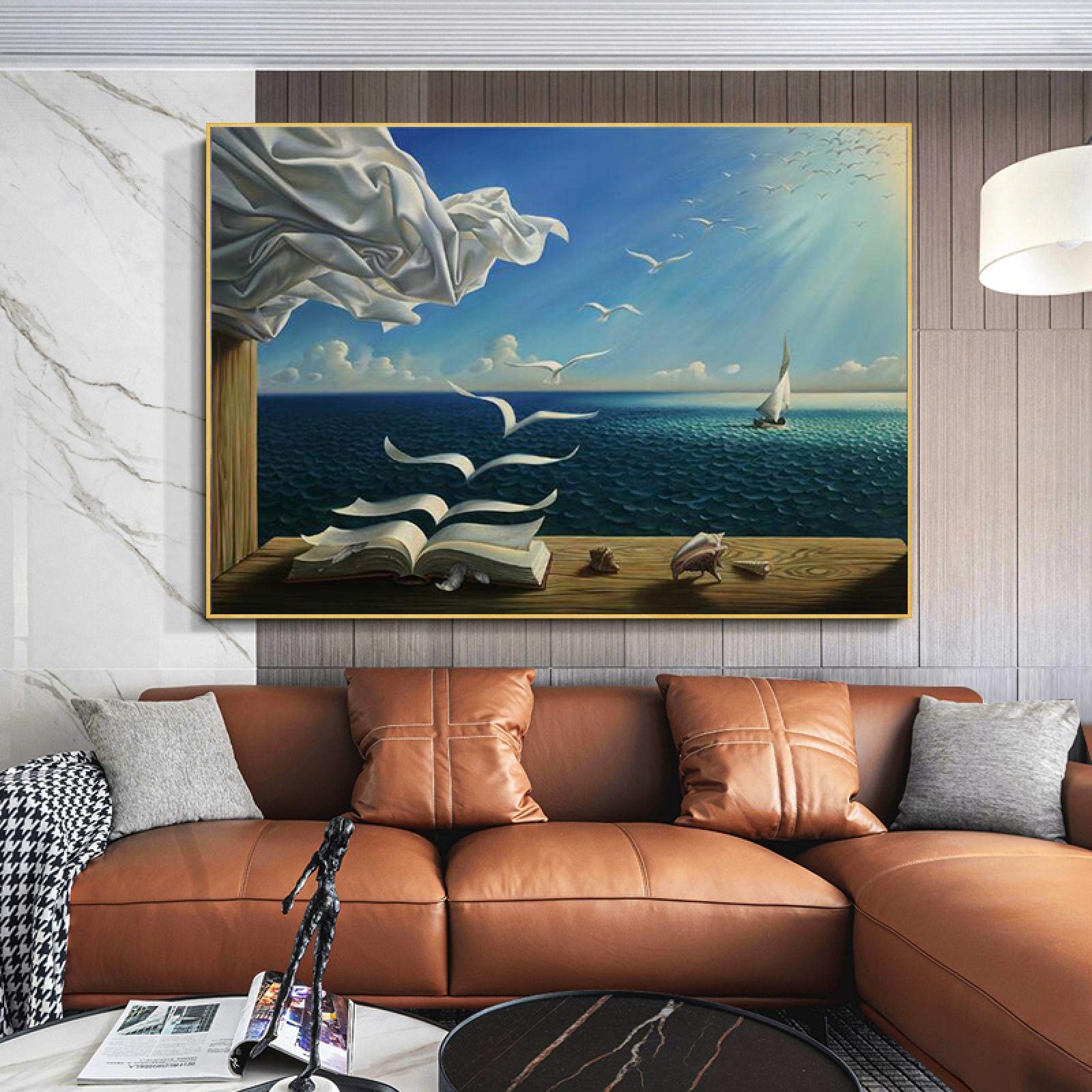 Salvador Dali The Waves Book Barca a vela Pittura su tela Poster e stampe Immagini di arte della parete per la decorazione del soggiorno 30x45 cm (12x18 pollici) Senza cornice