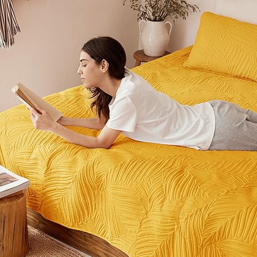 Miniatura 4 de Exclusivo Mezcla Juego de ropa de cama tamaño Queen, edredones amarillos ligeros tamaño Queen Matrimonial para todas las estaciones, colcha de