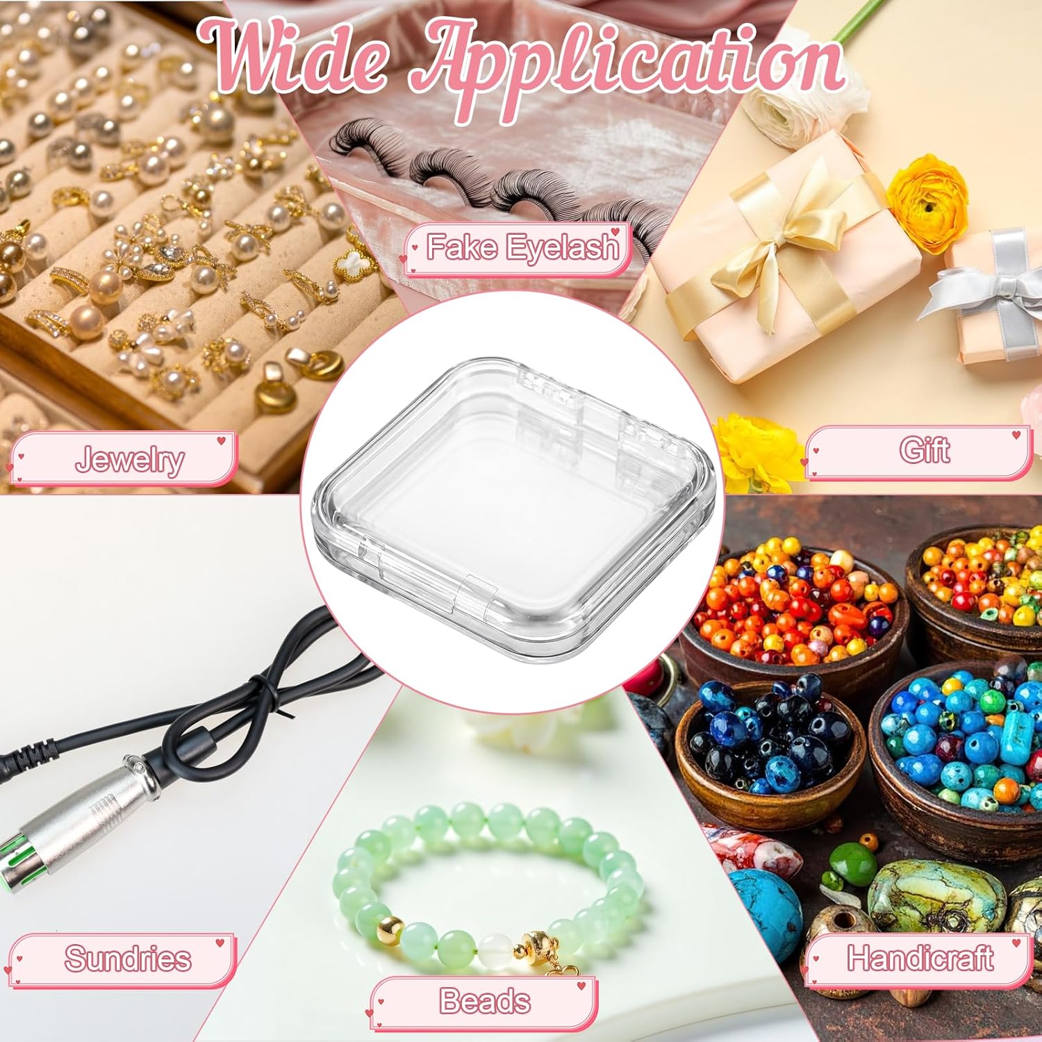 SHENLIU 50 Sets Press On Nail Storage Box, Clear Artificial Nail Display Case Acrylic Nail Boxes Press On Nail Packaging Box with Adhesive Double Sided Tape Nail Boxes for Nail Salon