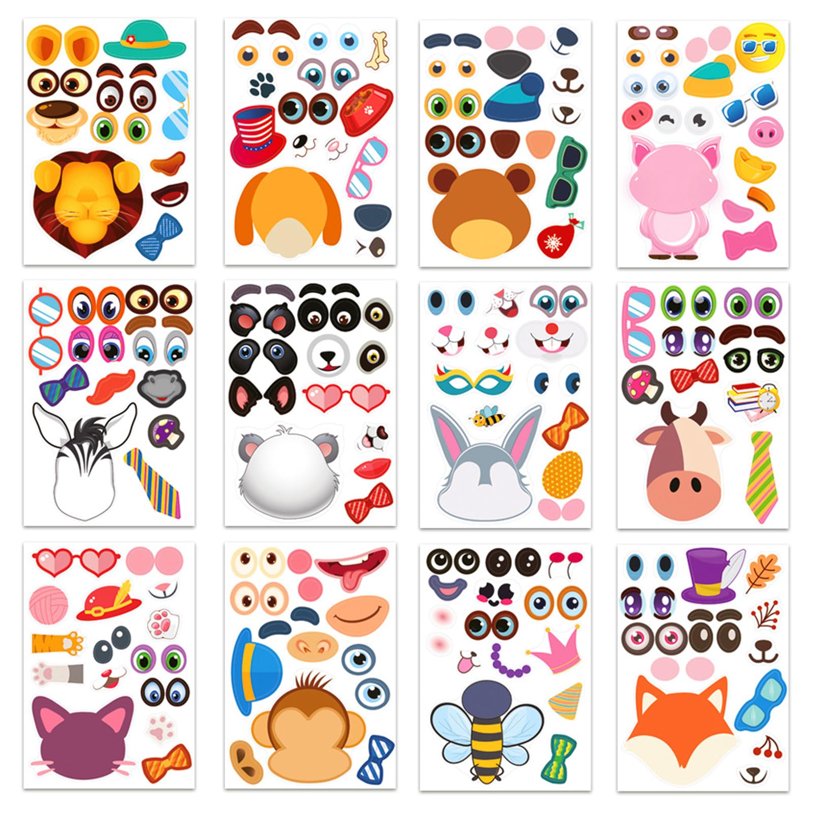 JSTHHTT 690 pcs Divertidas Pegatinas Infantiles, Libro de Pegatinas Reutilizables, Calcomanias para Niños de Stickers, Animales Pegatinas Infantiles Pegatinas Set Haz Tus Propias Hojas de Adhesivos