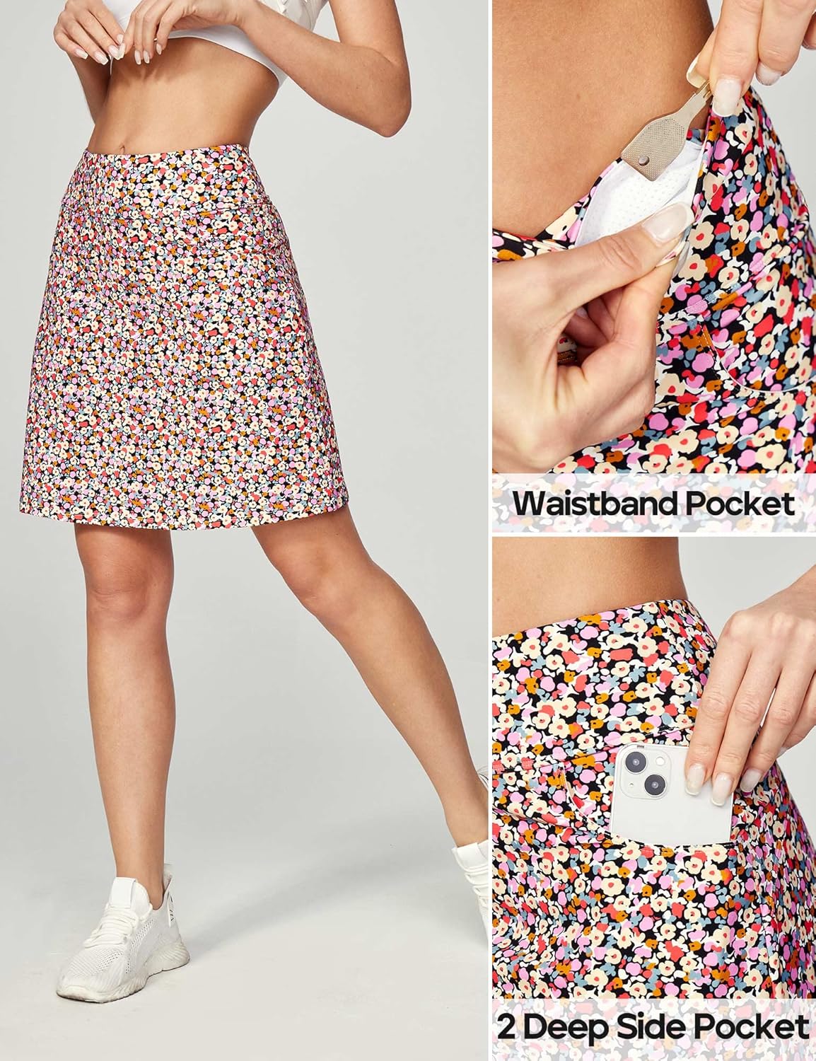 Ewedoos 20" Knee Length Skorts Skirts for Women with Pockets Golf Tennis Skirt High Waisted Athletic Skorts Casual Summer - Image 5