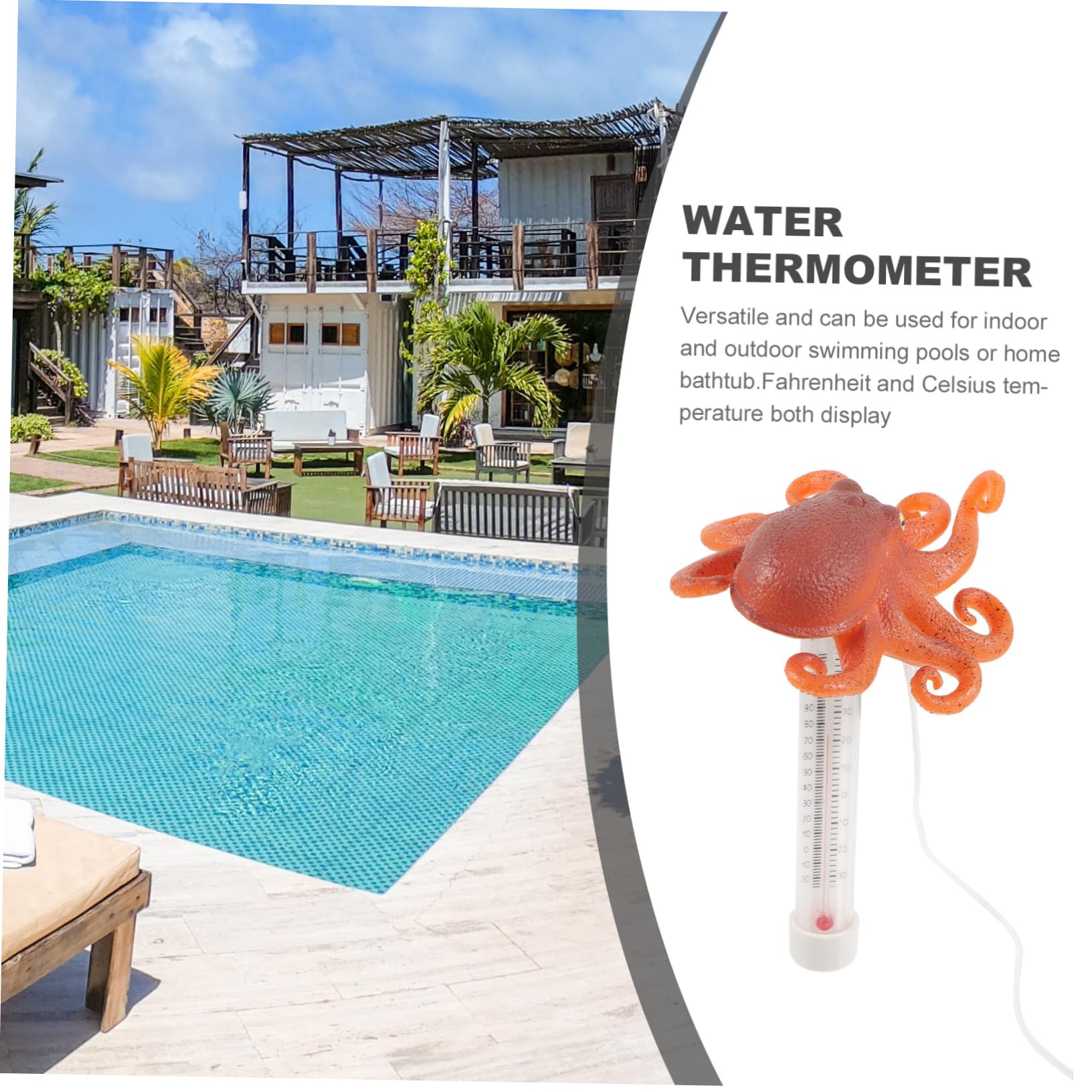 KOMBIUDA Termometro Celsius e Piscina per Misurazione Plastico Galleggiante in Temperatura Rapida Gradi Fahrenheit Acqua per Stagni e Vasche Idromassaggio