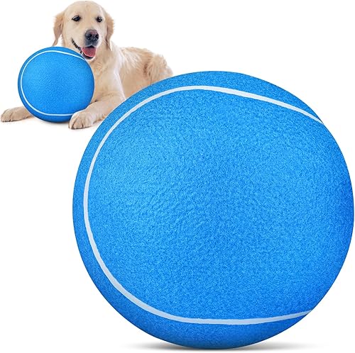 QDAN Pelota de tenis gigante grande para perros pelota grande de 9.5 pulgadas para perros para jugar al aire libre, juguete grande para perros,