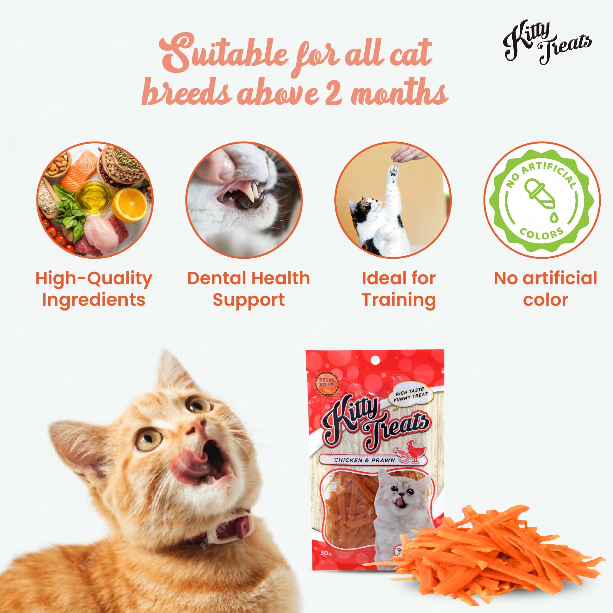 Cataholic Chicken & Prawn Cat Treats Pack of 3 (30g Each) | High Protein Soft Chewy Snacks for Cats & Kittens | Tasty Training Rewards for All Breeds 3