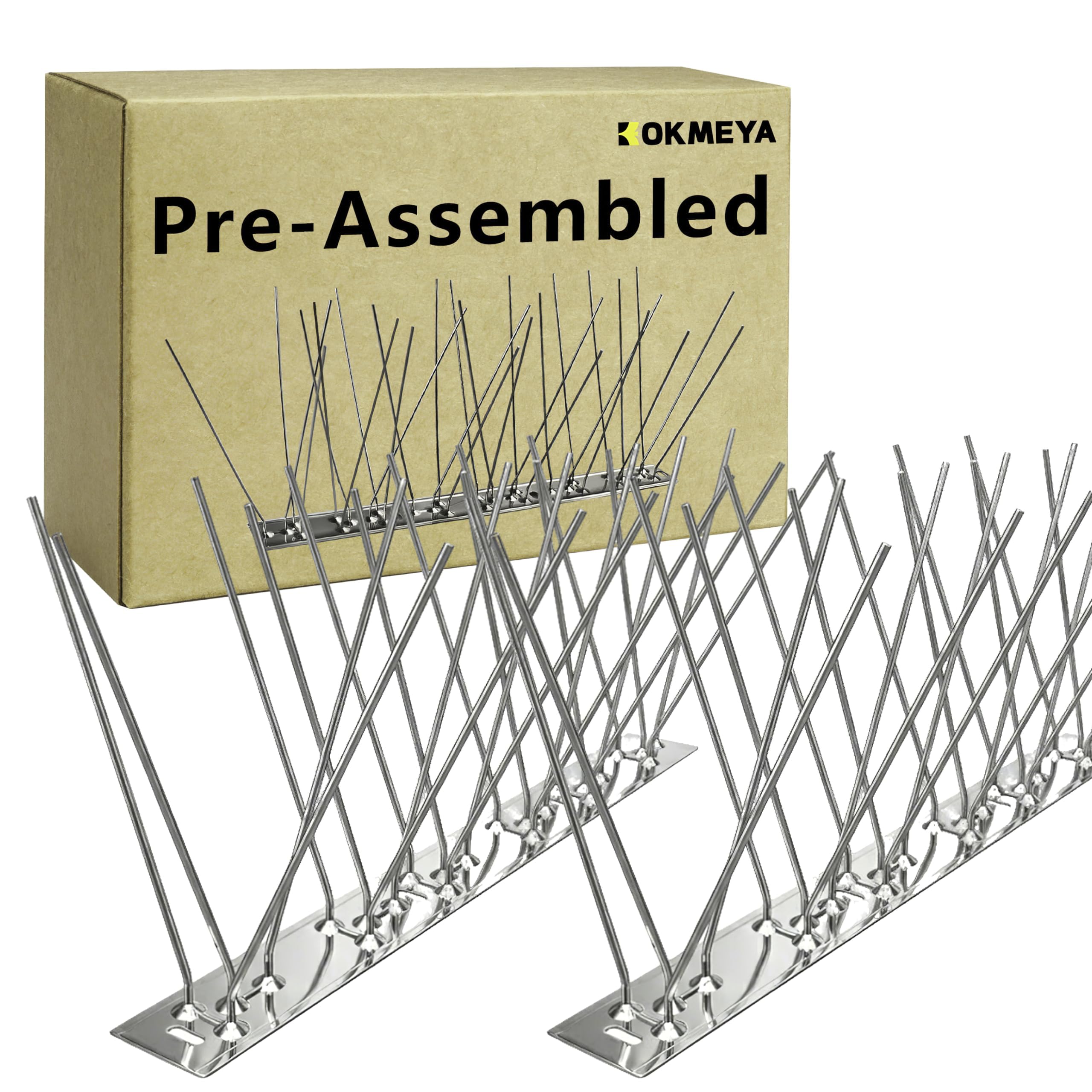 Pinchos Antipalomas 3m Premontados, Pinchos para Pájaros de Acero Inoxidable 304 para Pájaros Pequeños y Gaviotas, Ahuyentador de Metal Antióxido para Vallas, Tejado, Balcón y Pared, Plata