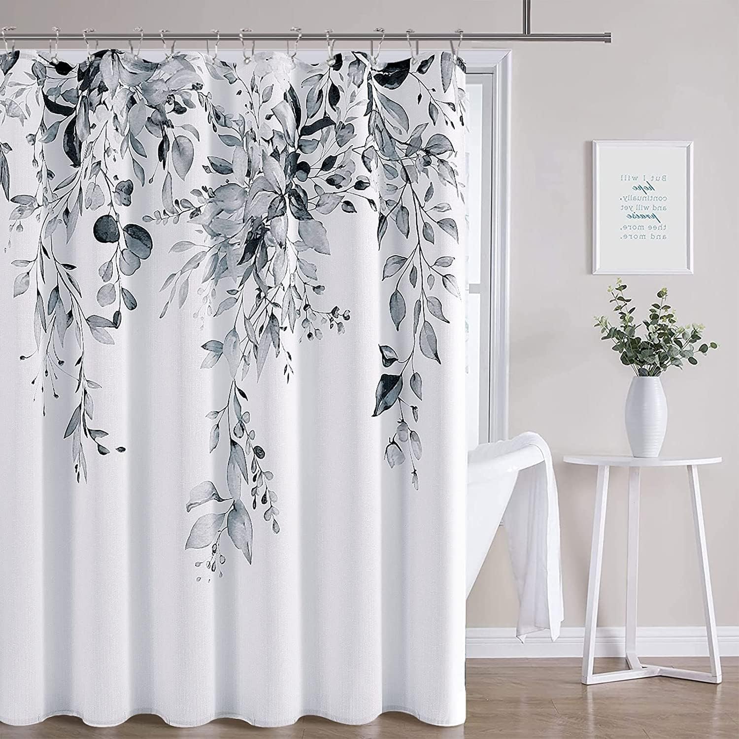 Amazon.com: Black Eucalyptus Shower Curtain 72x78 inches Long for ...