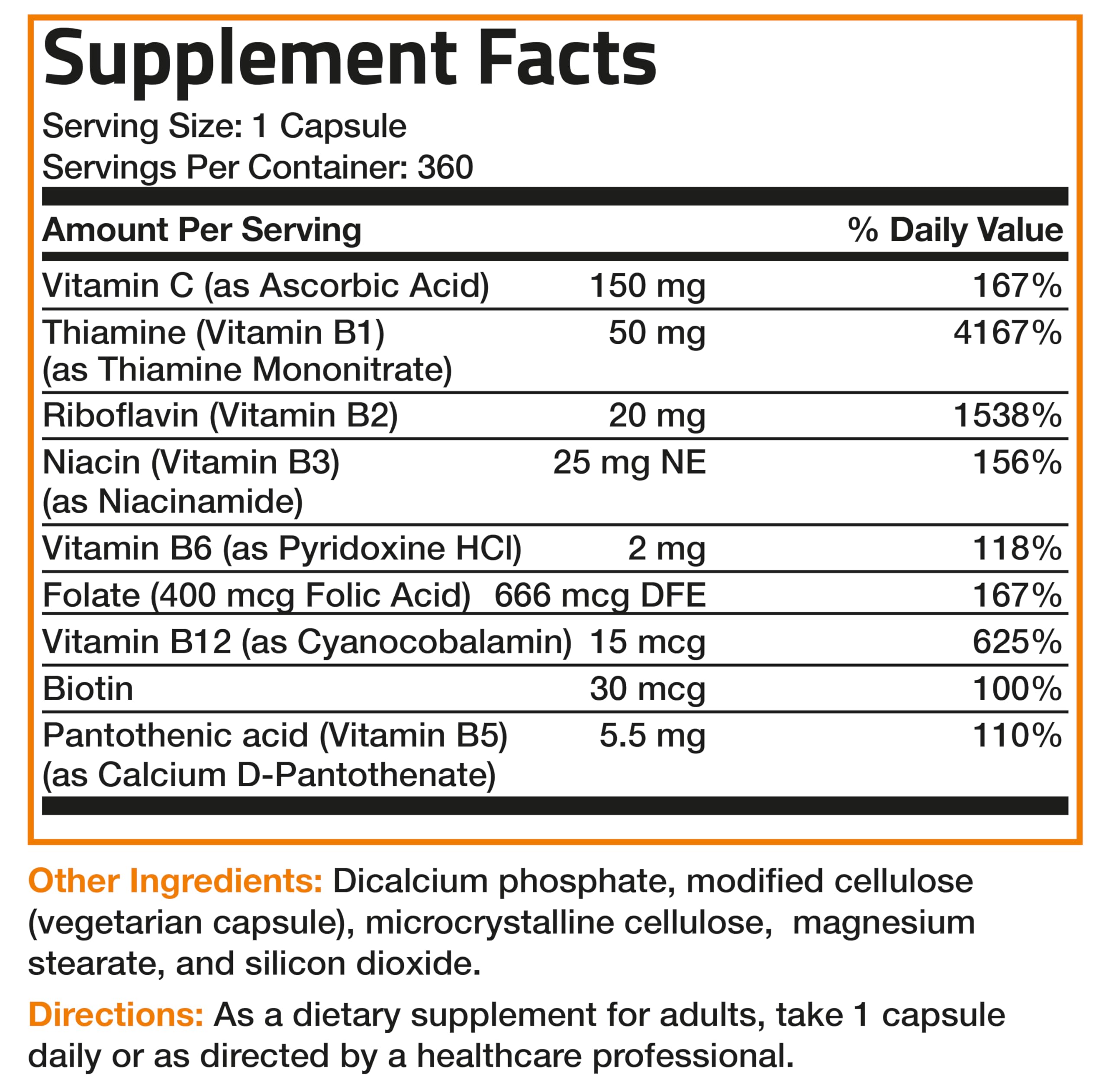 Bronson Vitamin B Complex with Vitamin C Vegetarian Capsules, 360 Count — Amazon image 8