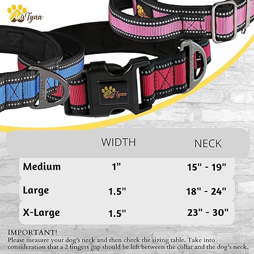 Miniatura 5 de ADITYNA - Collar de perro resistente para perros extra grandes - Collar de perro rojo XL con asa - Acolchado de neopreno suave ultra cómodo (Extra-L