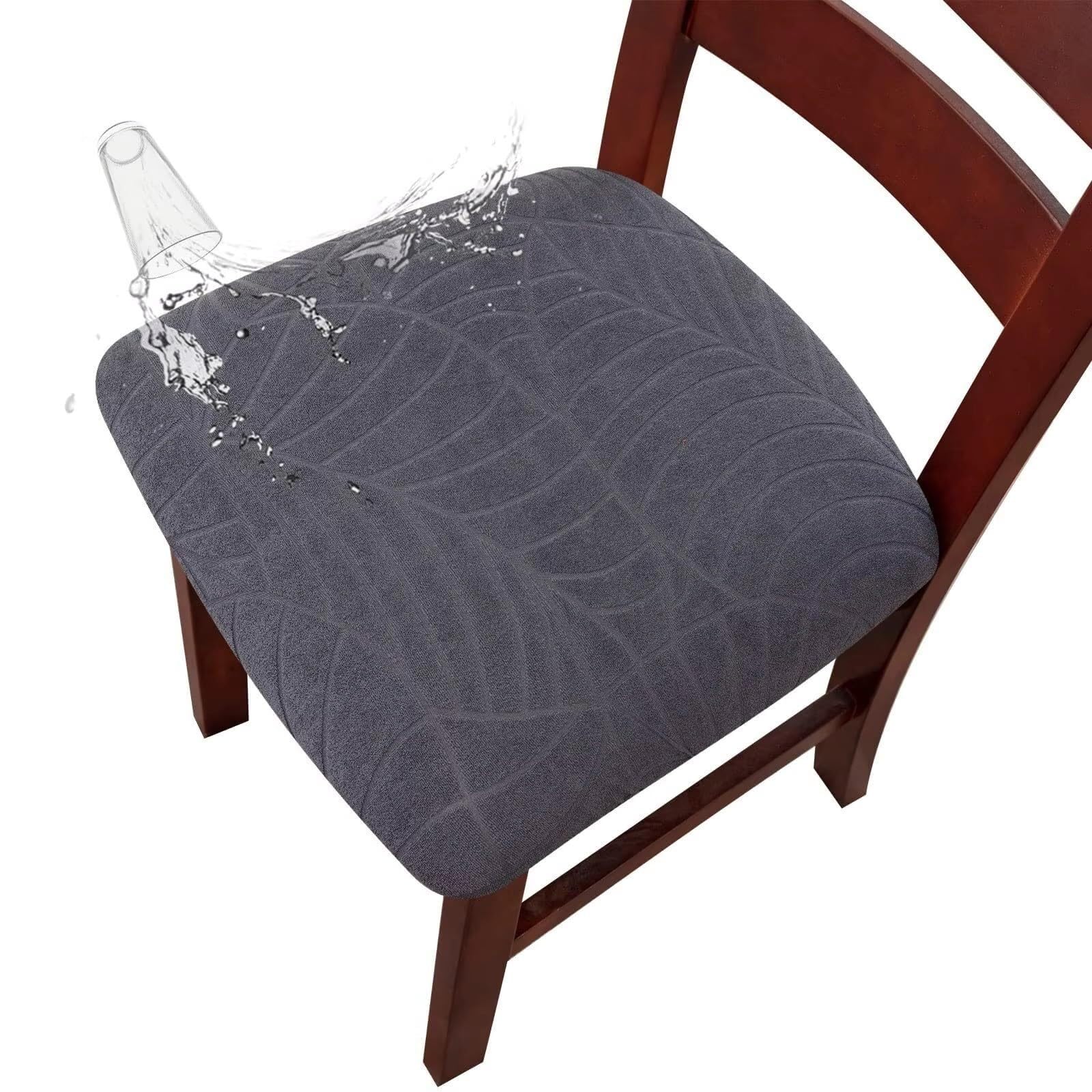 NMVAWIPT Waterproof Stretch Jacquard Dining Chair Seat Covers, Removable Washable Protectors For Hotel Restaurant Kitchen Party(#4,6 Set)
