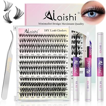 Kit de cílios em cacho, extensões de cílios em cacho DIY 9-16mm, 30D+40D+50D, 240pcs. Cílios naturais Fluffy D Curl com Lash Bond and Seal, Pinça para cílios - Cílios postiços naturais Olho de gato Wispy Individual Clusters (MIX3-1-S) por Individual — capa do álbum