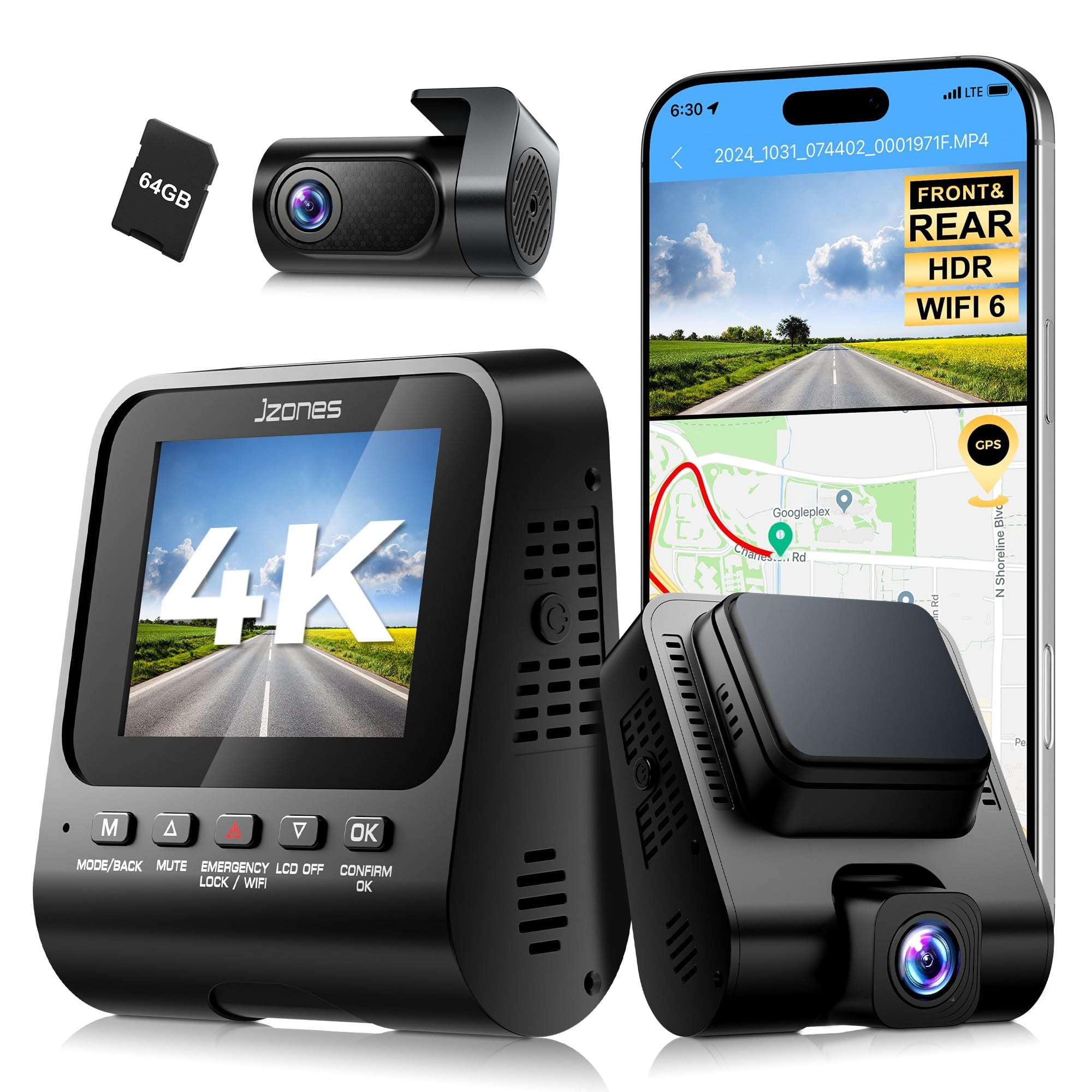Dash Cam Front and Rear 4K 1080P FHD Dual Dash Camera for Cars with Night Vision 2 Channel
