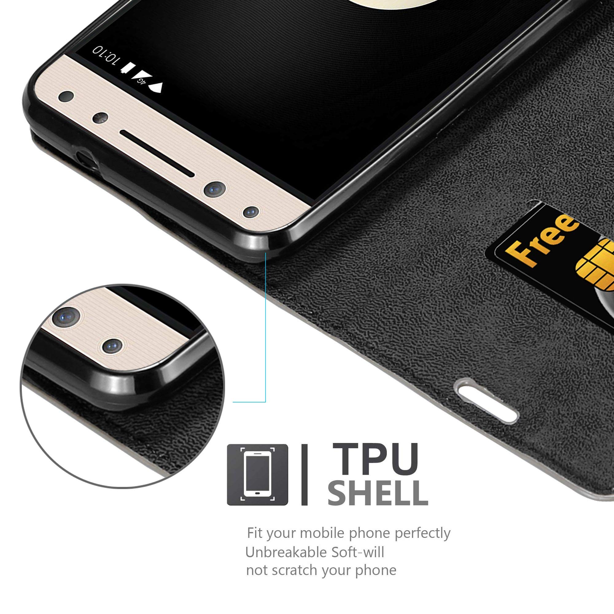 Custodia A Libro Cadorabo Per Alcatel 5 - Cover Portafoglio In Similpelle Marrone Con Chiusura Magnetica, Vani Carte E Funzione Stand - 4