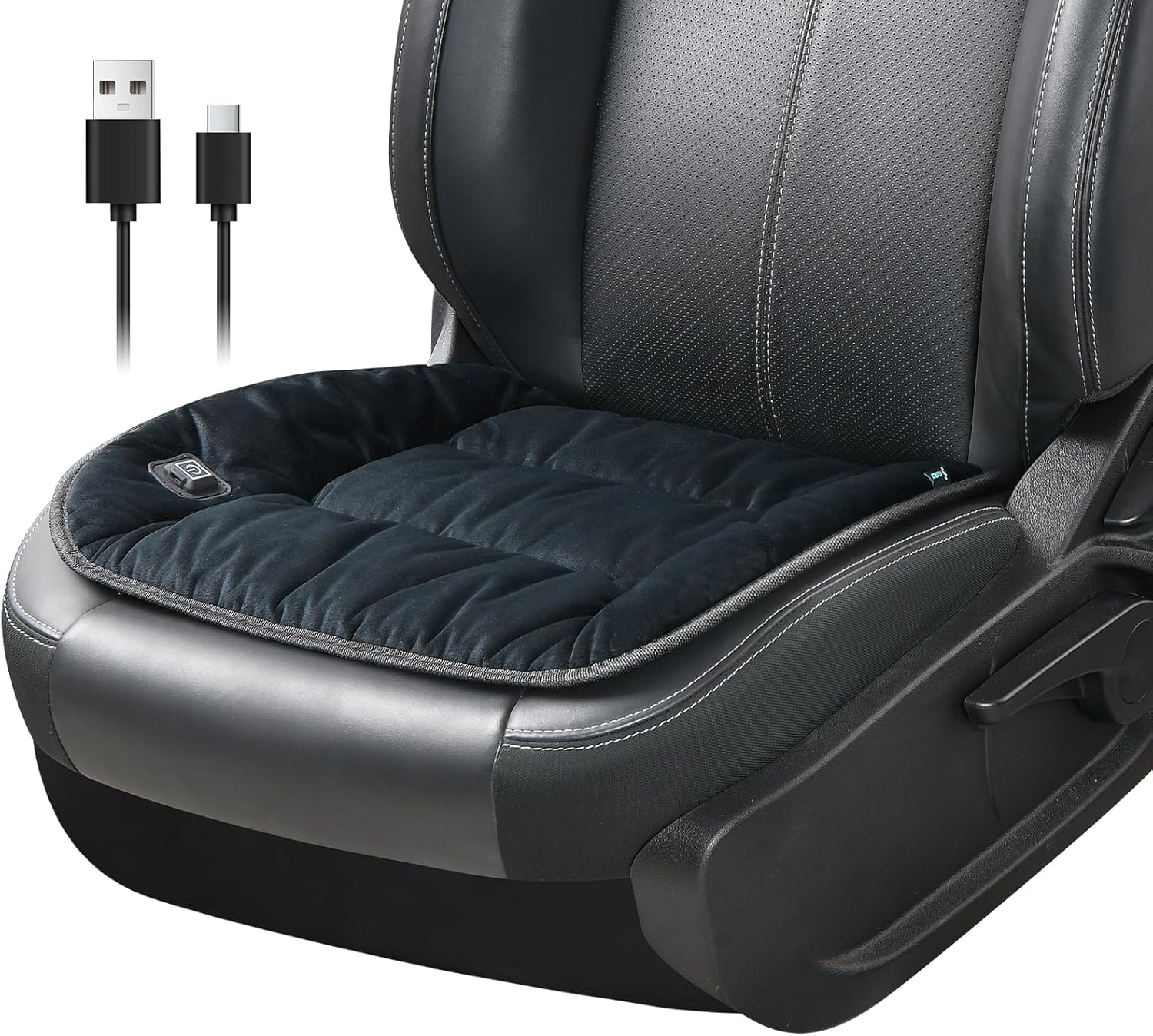 FLORICH Car Seat Cushion Winter Comfortable Seat Cushion for Cars Trucks SUV Van Office Home Wheelchair, Black Black Seat Cushion