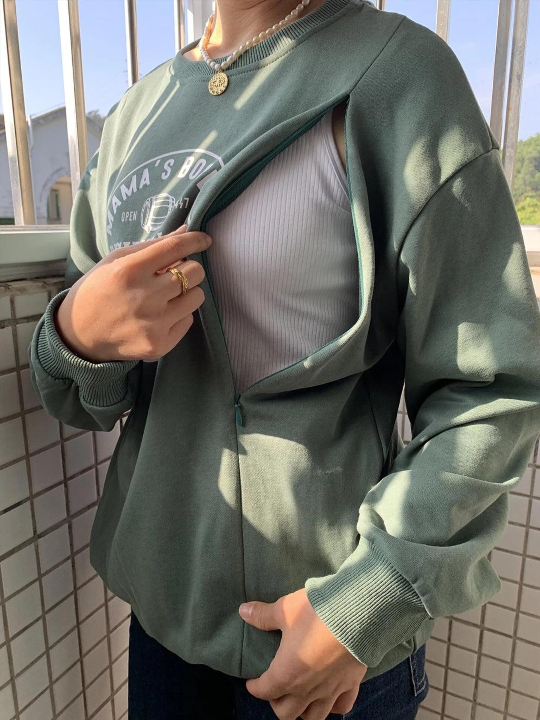 Stillshirt Umstandstop Langarm Umstandsmode Stillkleidung für Schwangere