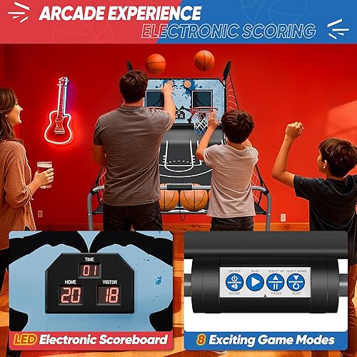 Miniatura 3 de Nova Microdermabrasion Foldable Indoor Basketball Arcade Game Double Shot 2 Player W/ 4 Balls, Electronic Scoreboard and Inflation Pump