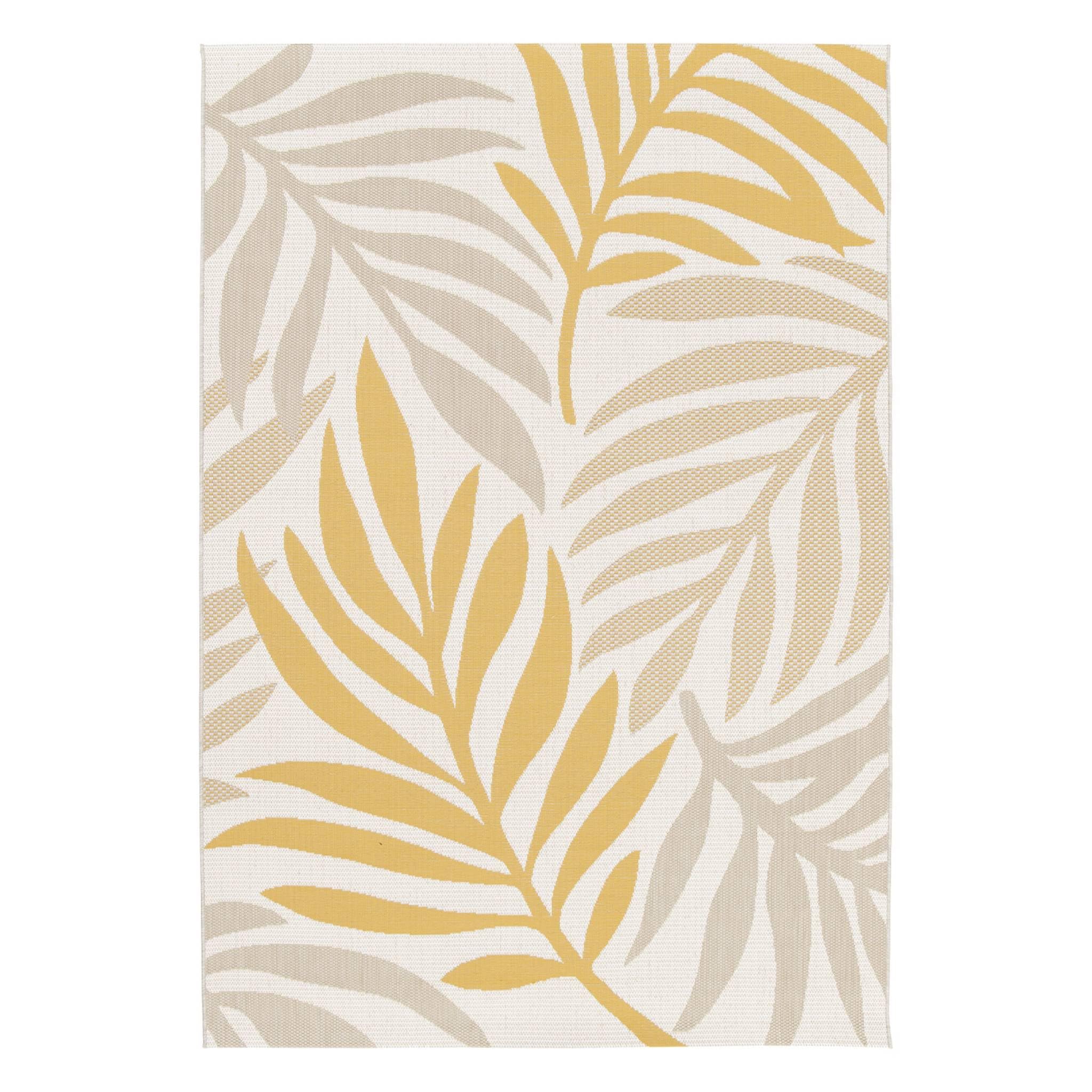 Alice's Garden sweeek - Tapis intérieur/extérieur Motif végétal Beige et Moutarde 120x170cm. Polyester recyclé