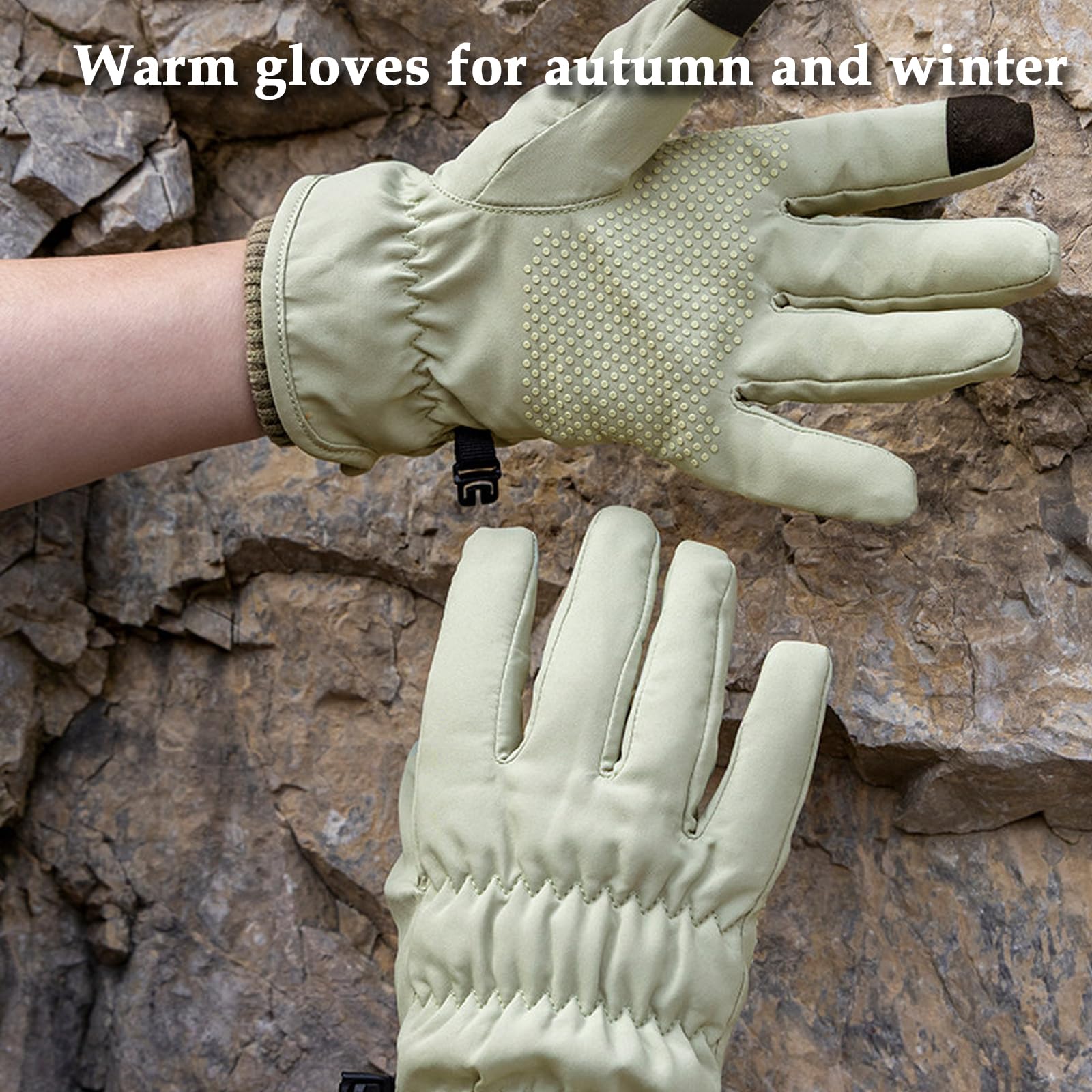 Guanti da Neve Donna, Guanti Termici, Guanti Touch Screen Invernali, Impermeabili, per Neve Scooter, Alpinismo, Sci Alpino,[a] Green,M