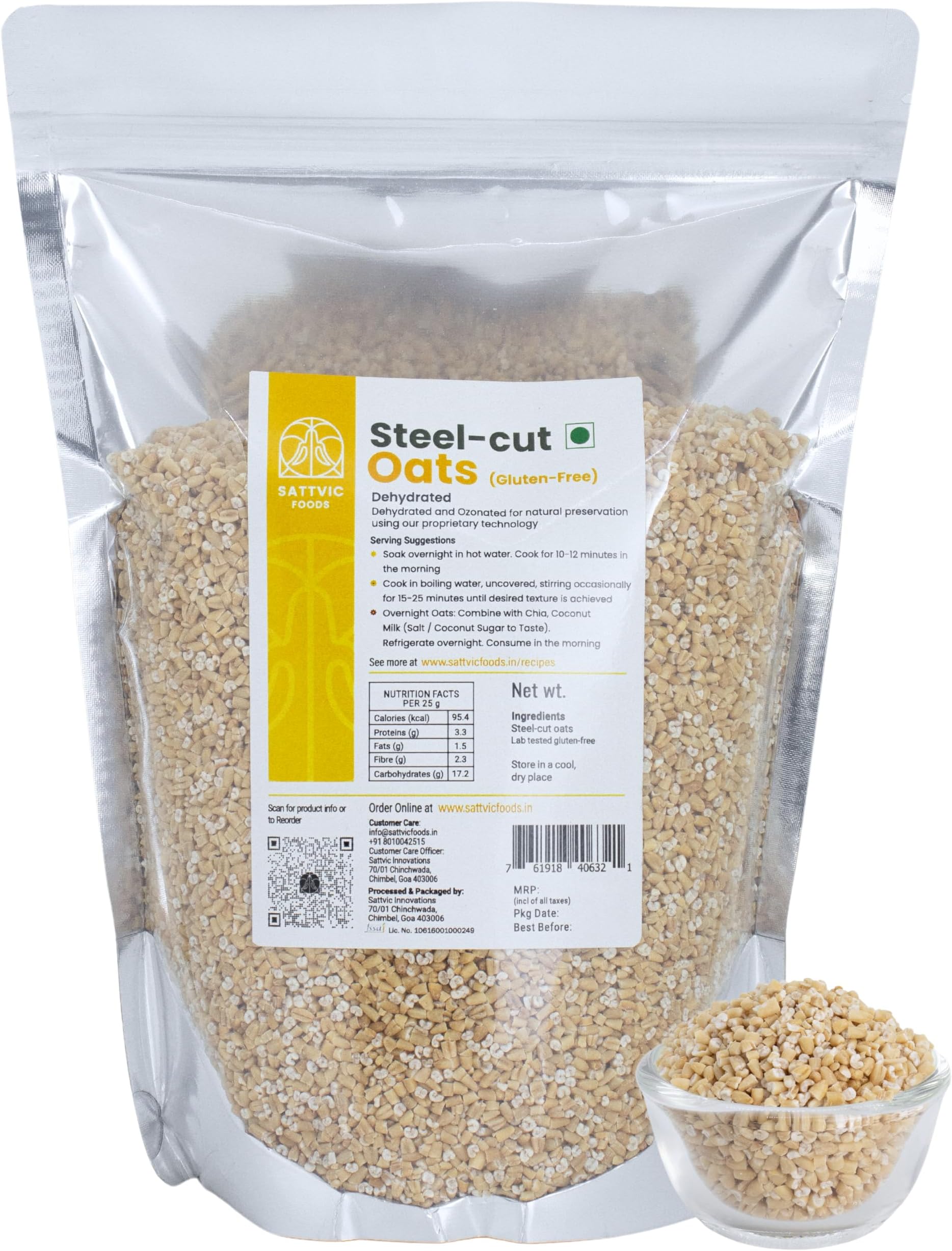 Gluten-Free Steel Cut Oats (Scottish Oatmeal) Bag, 1 kg