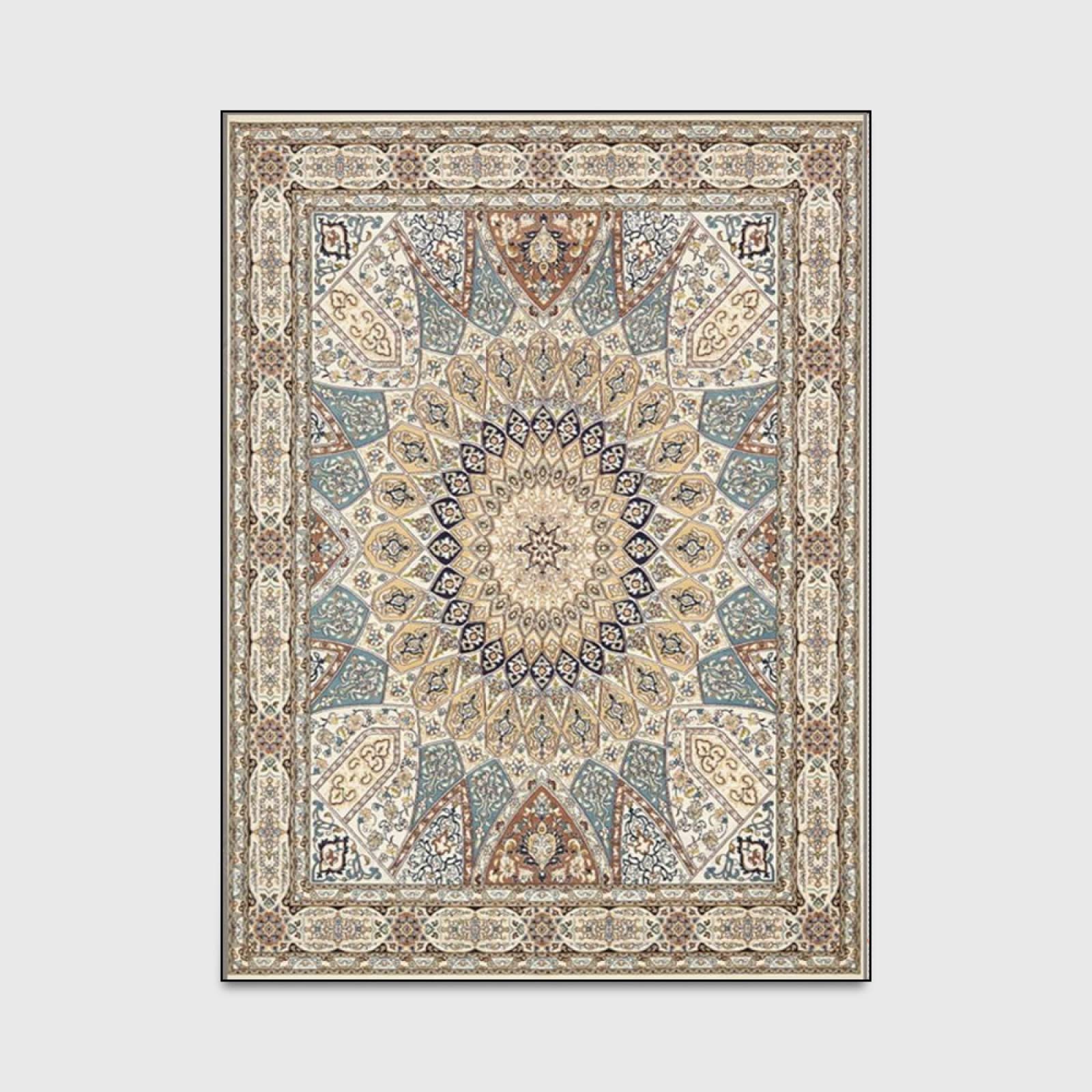 ESOUY Dywaniki domowe dywanik miękki dywan w stylu retro wielbłądzi tradycyjny europejski styl salon sypialnia dywaniki przy łóżku 100 x 160 cm