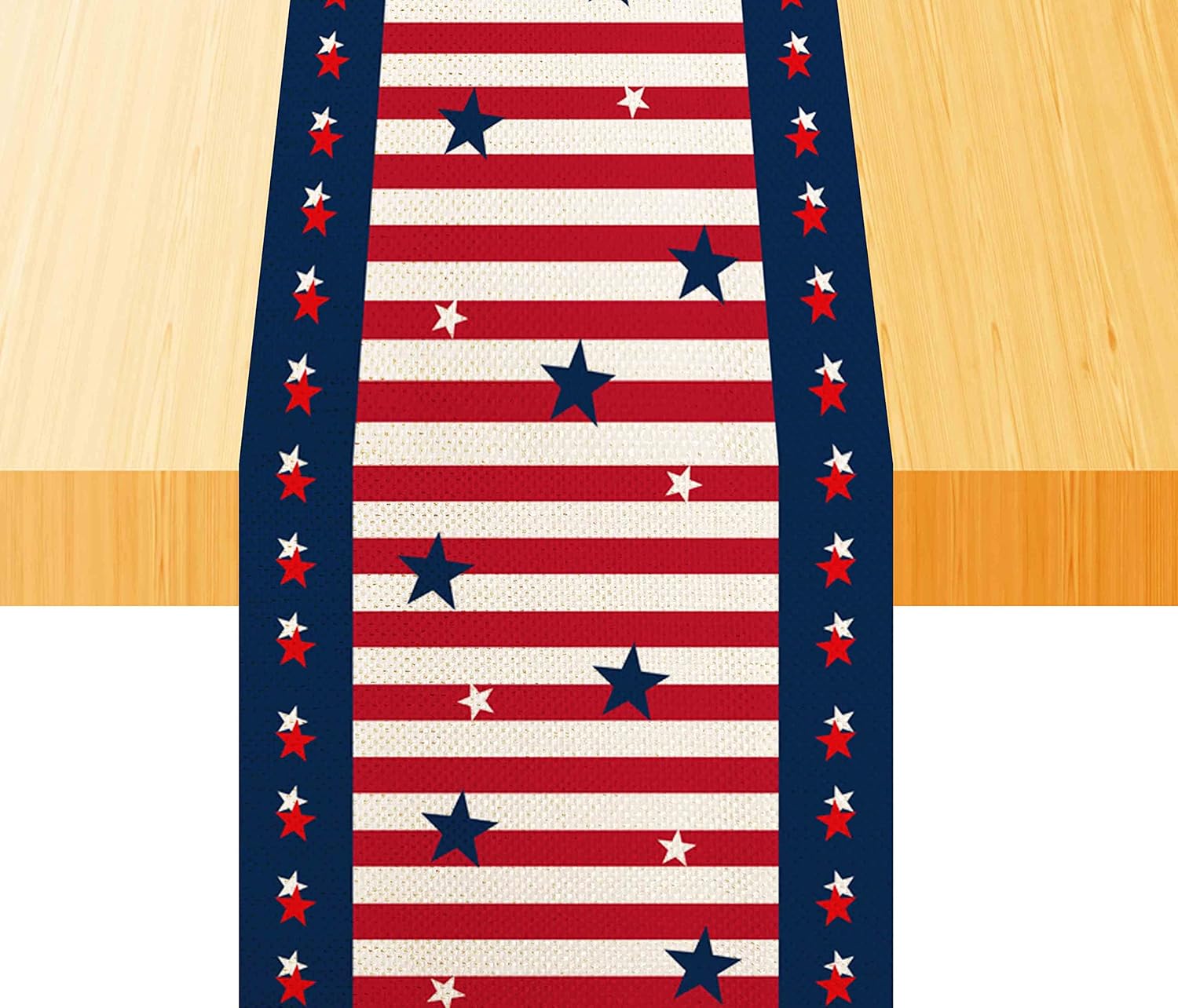 FLCHWY 4th of July Stripes Stars Patriotic Table Runner,Independence Memorial Day