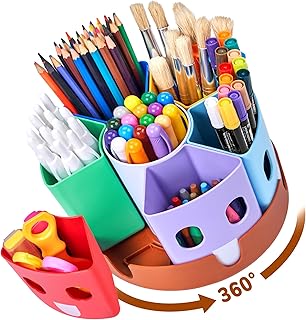 GAMENOTE Rotierende Stiftehalter Schreibtisch Organizer - Kinder Schreibtisch Behälter zum Aufräumen und Aufbewahren, Drehbare Ablage für Bürobedarf Schulbedarf liefert Handwerk Behälter (Klein)