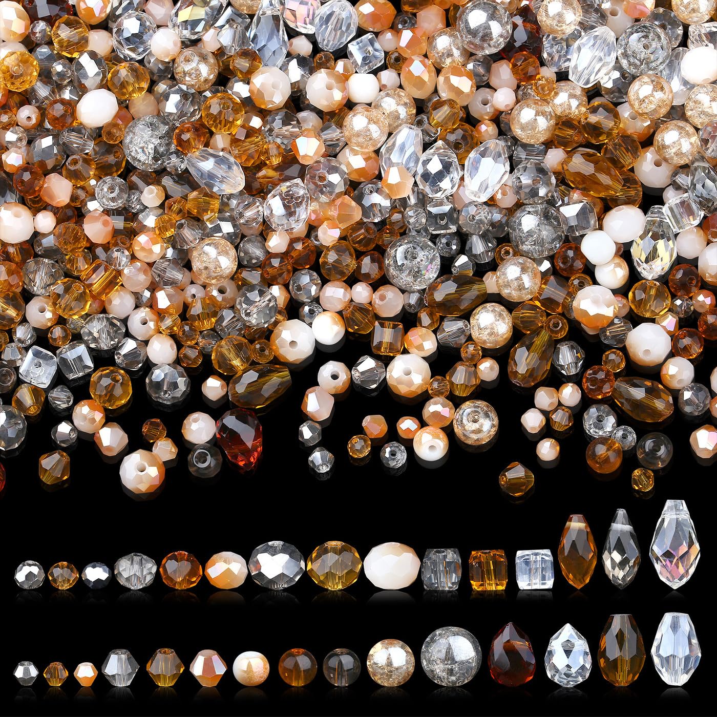 AWARDSEN 1200 Pcs Brown Glass Beads Brown Crystal Beads for Jewelry Making