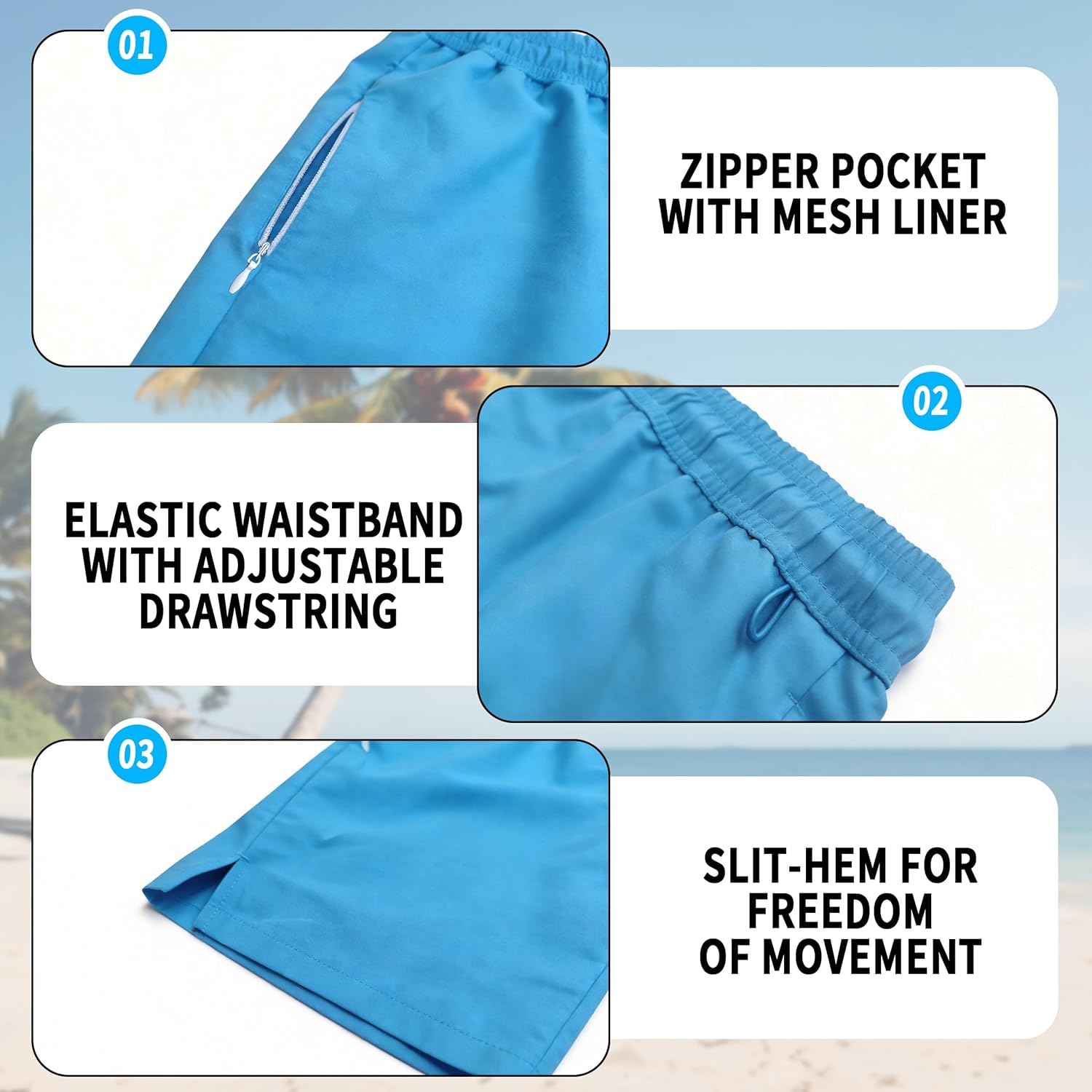 Color Changing Mens Swim Trunks with Compression Liner Quick-Dry Bathing Suit Zipper Pocket Board Short Swimwear