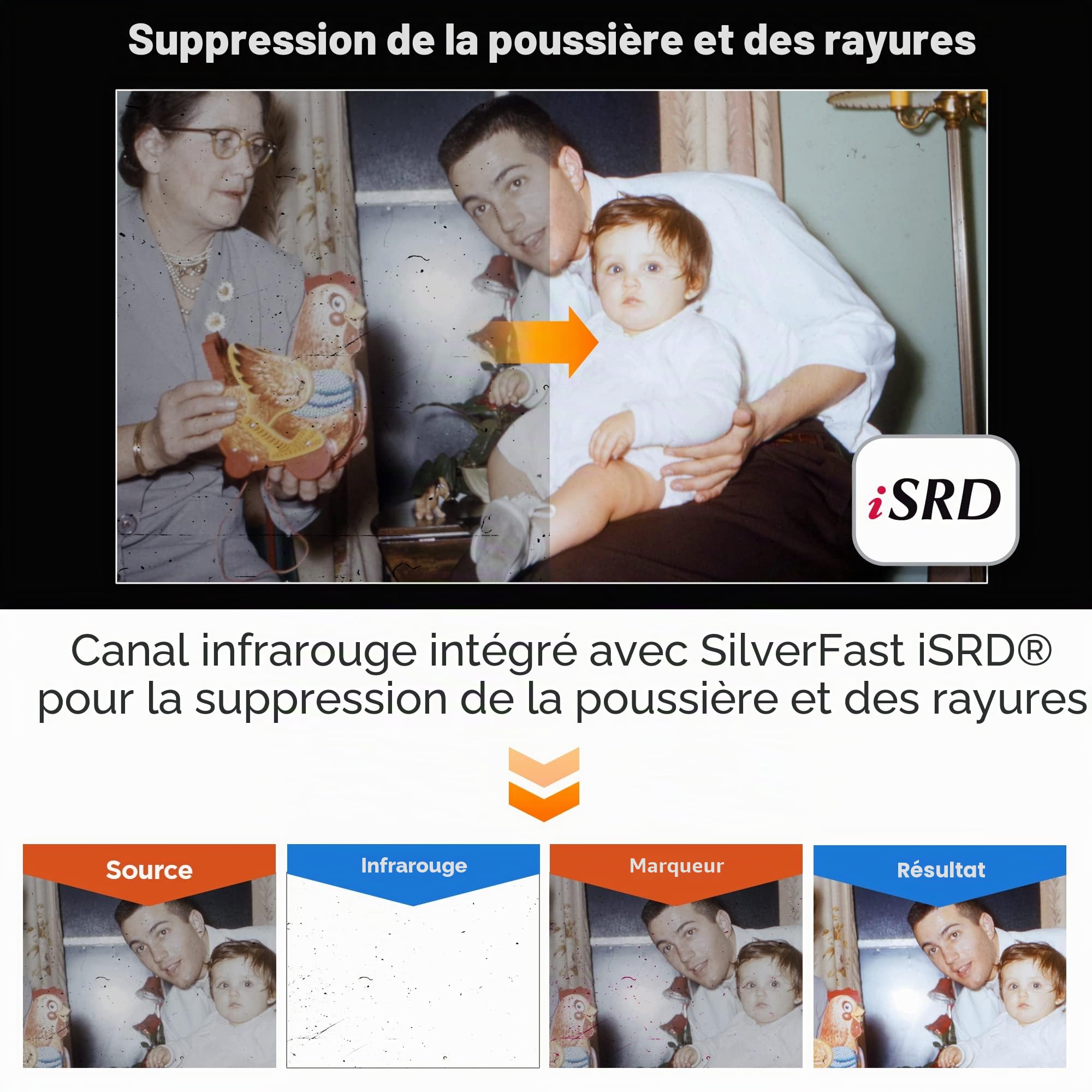Plustek OpticFilm 8300i AI Scanner – Convertit 35 mm et diapositives en numérique, SilverFast Ai Studio 9 + QuickScan Plus, cible d'étalonnage IT8 (3')