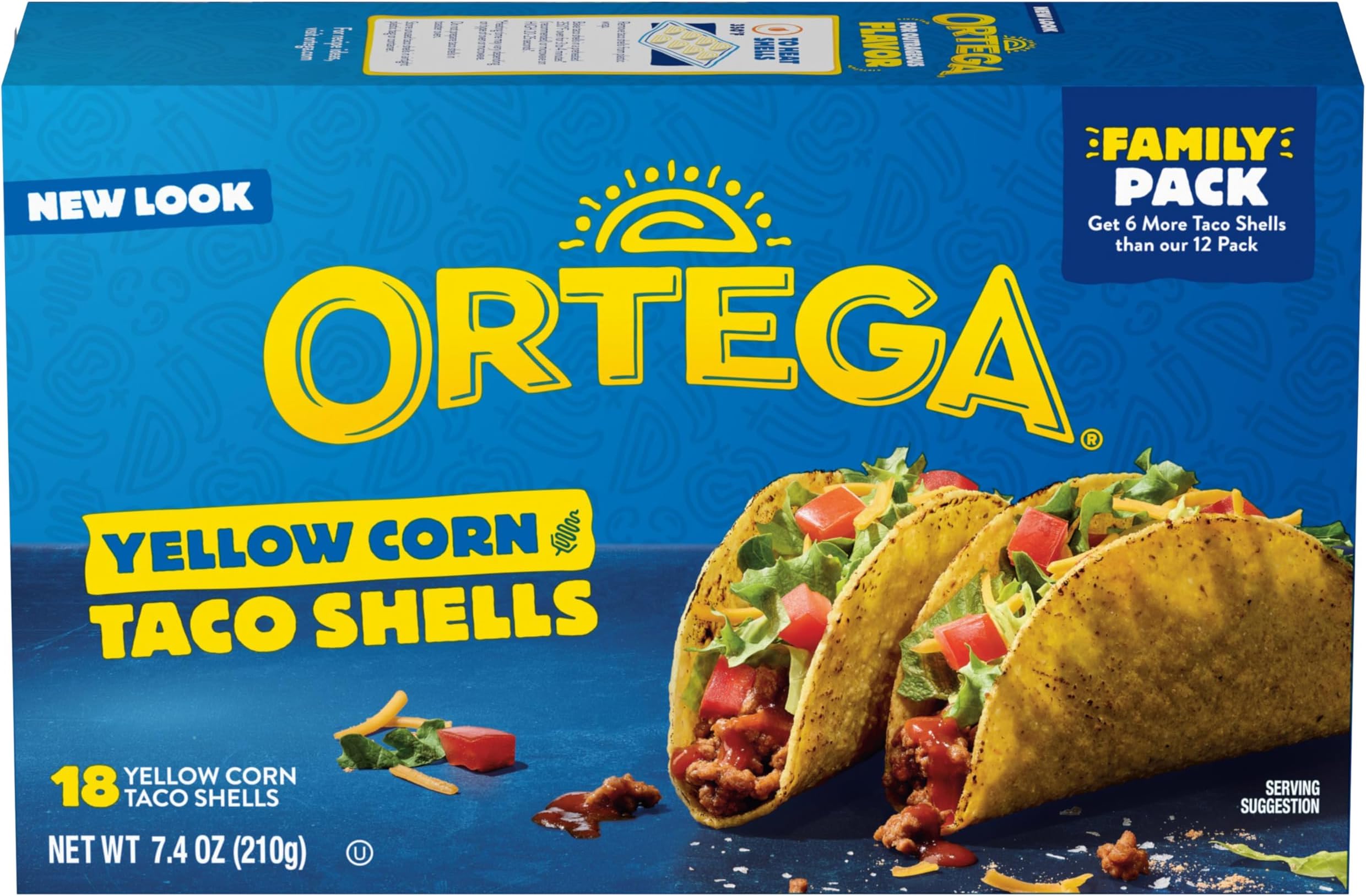 Taco Shells, Yellow Corn, 7.4 Ounce, 18 Shells (Pack of 6)