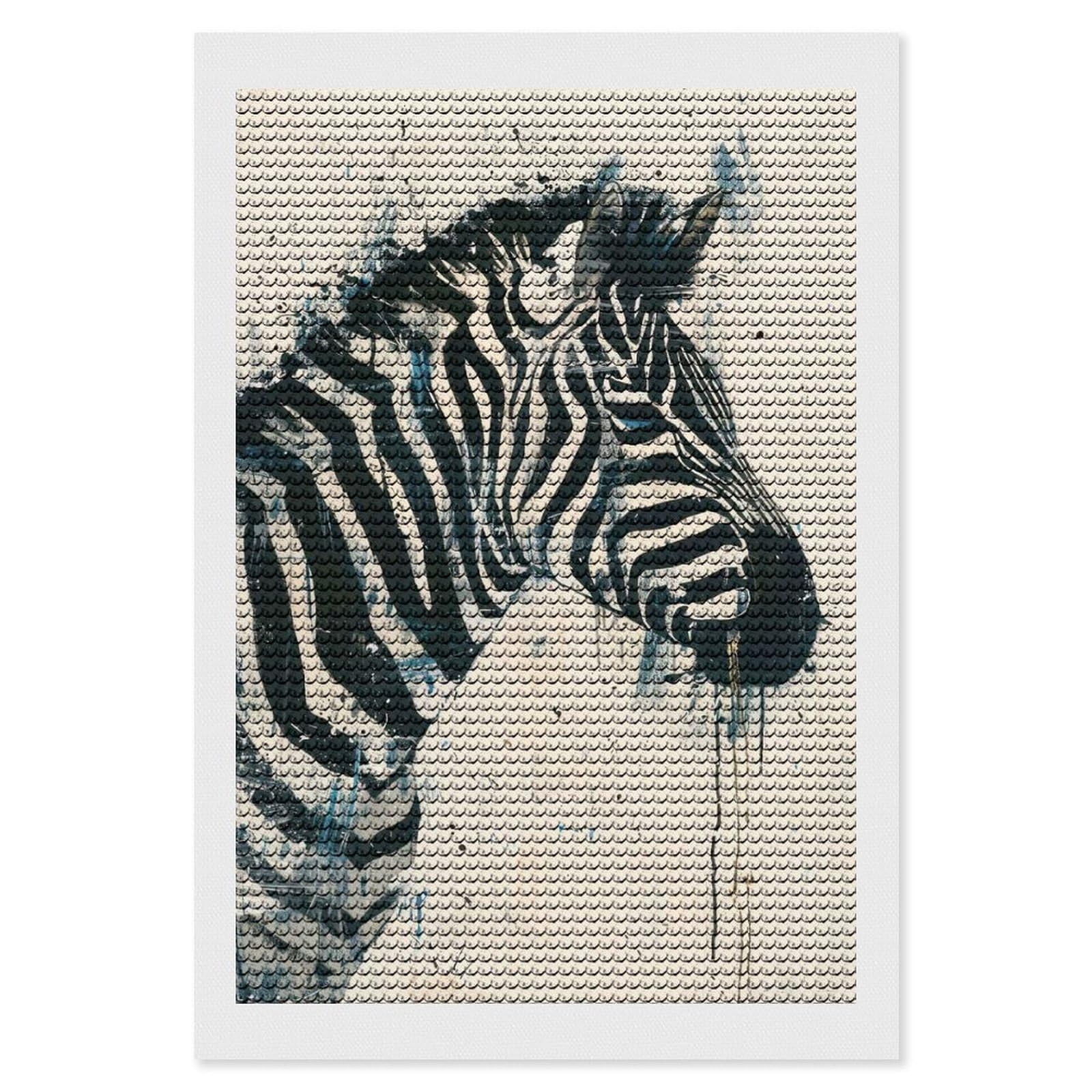 Junmoney Zebra Watercolor Painting Diamond Art Kit 8"x12", Relaxing DIY Hobby, Satisfying Creative Project, Living Room Decor, for Women