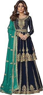Indian Pakistani traditional rich look lehenga type georgette salwar kameez suit for women with dupatta (2404) - Buy now