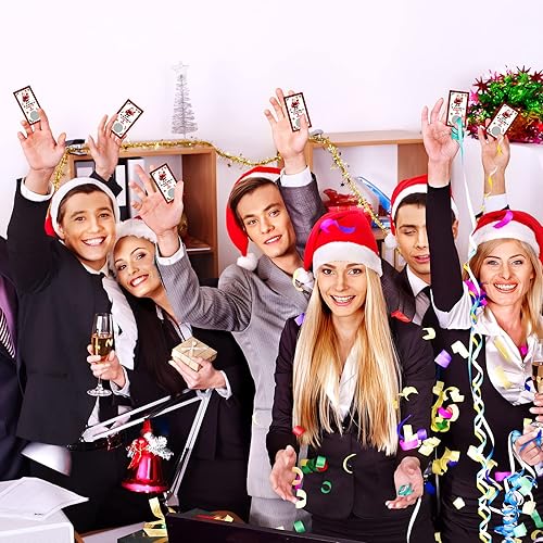 Miniatura 6 de Woanger 80 tarjetas de juego de Navidad para rascar, juegos navideños, traviesas o agradables tarjetas para rascar, boletos ganadores para rascar,