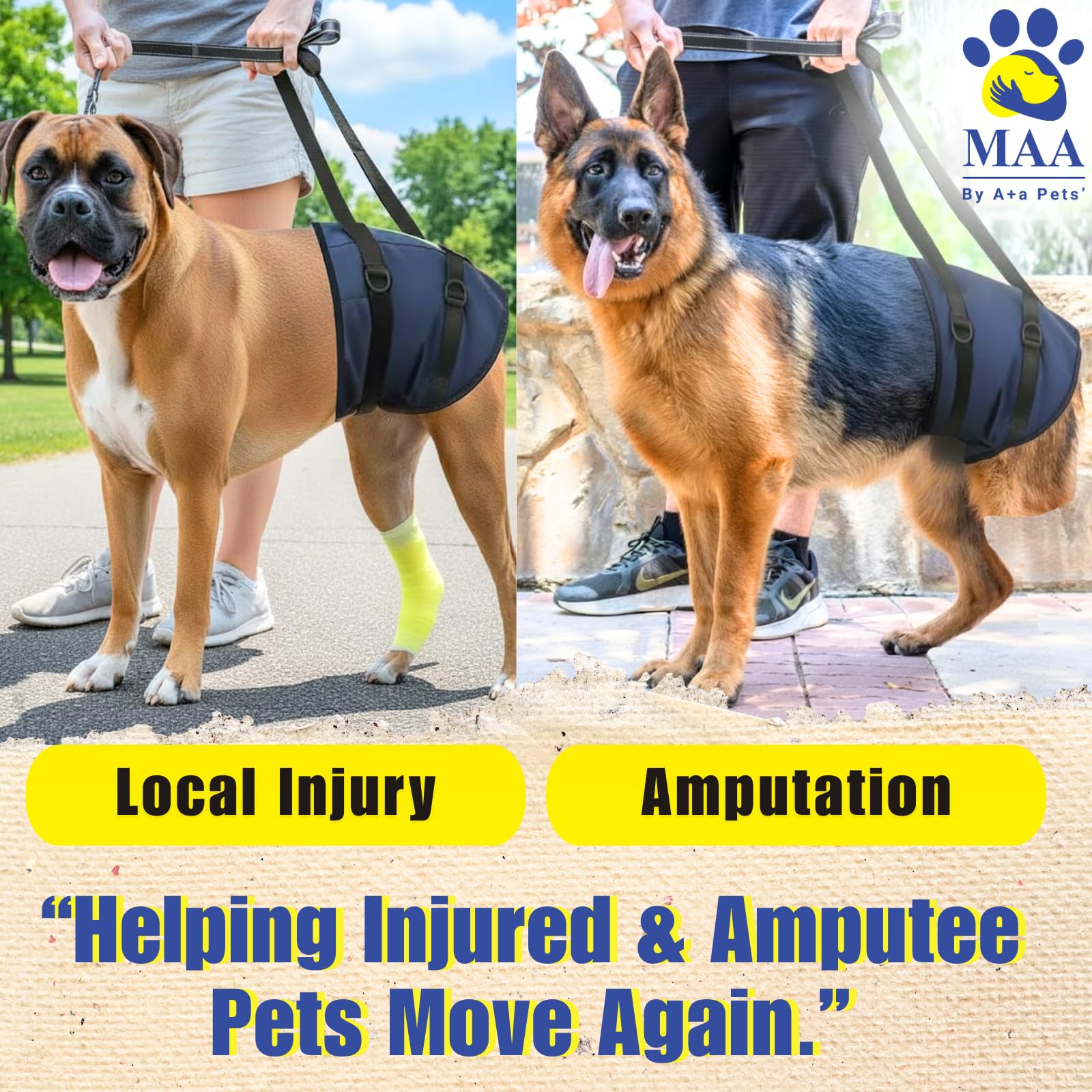 A+a Pets' MAA' Dog Lift Support Harness for Hind/Back Legs | for Disabled Aged Injured Paralysed Arthritis (Navy/Multi, 3XL) 4