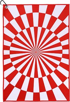 ZEETY Golf Towel with Carabiner Clip 16"x24" Kaleidoscope Pattern Microfiber Golf Towels Unique Golf Accessories & Golf Gifts for Men & Women RED