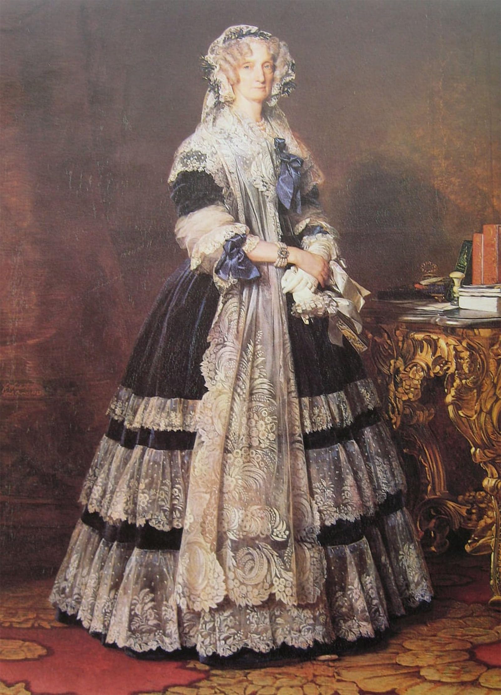 POSTERIIk Famous Modern Artwork Art Mural Marie Caroline De Bourbon Salerne by Xaver Winterhalter Oil Paintings Pictures for Home Decor 60x90cm