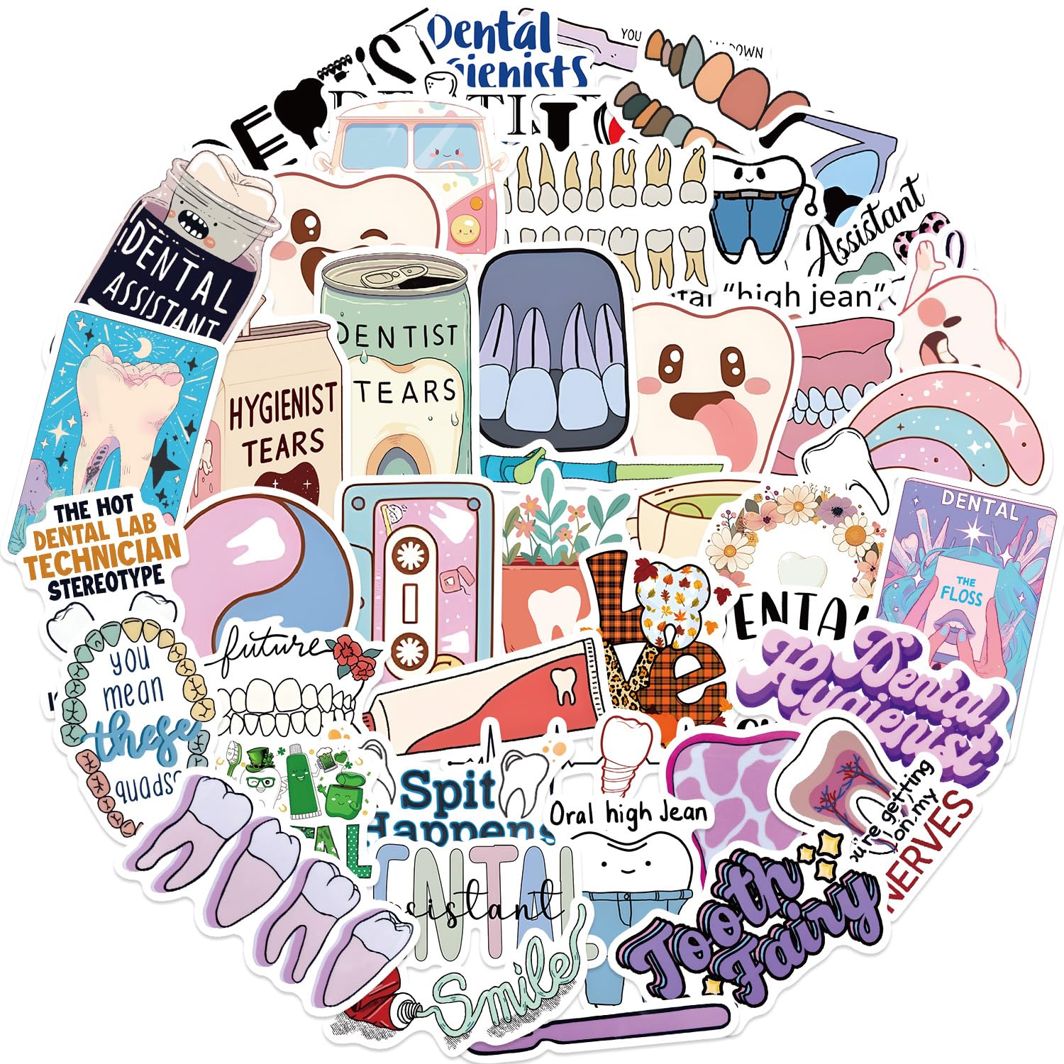50PCS Cute Cartoon Dental Stickers for Adults Teens Boys Kids,Protect Teeth Aesthetic Graffiti Waterproof Decals for Computer Car Phone Scrapbook Skateboard Luggage Helmet Water Bottle Laptop - Image 3