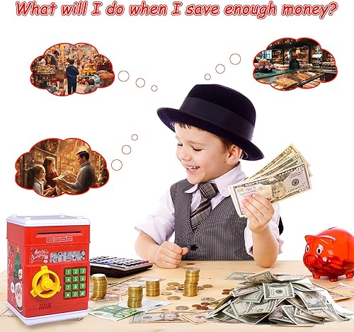 Miniatura 4 de Alcancía para niñas y niños, regalo de juguete de Navidad y cumpleaños para niños de 3, 4, 5, 6, 7, 8, 9, 10, 11, 12 años, cajero automático