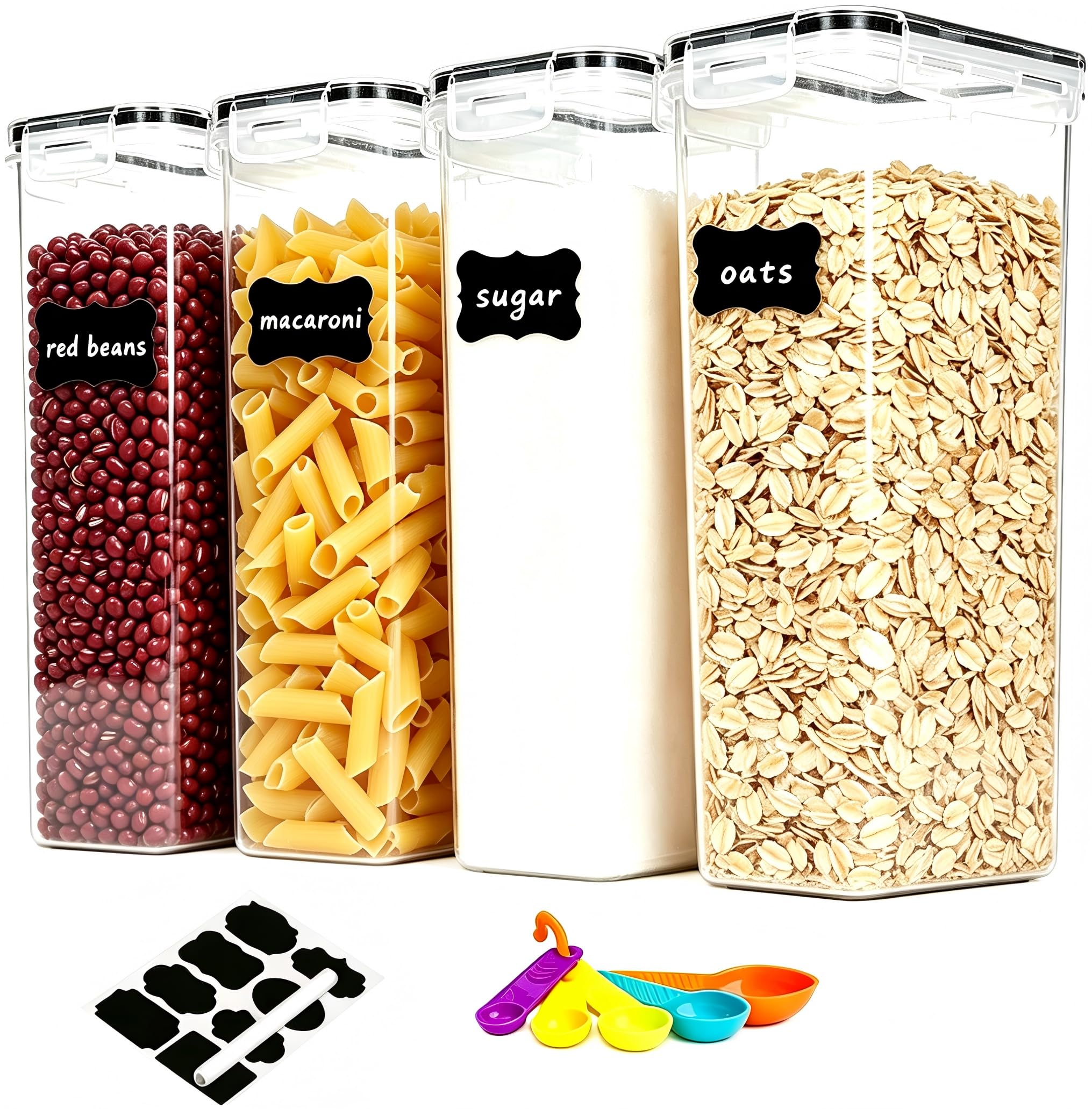 stusgo 2.8L Airtight Food Storage Containers Set - Cereal Storage Containers for Kitchen Storage & Organisation with Lids & BPA Free Pantry Storage Containers Organiser（4 Pack）