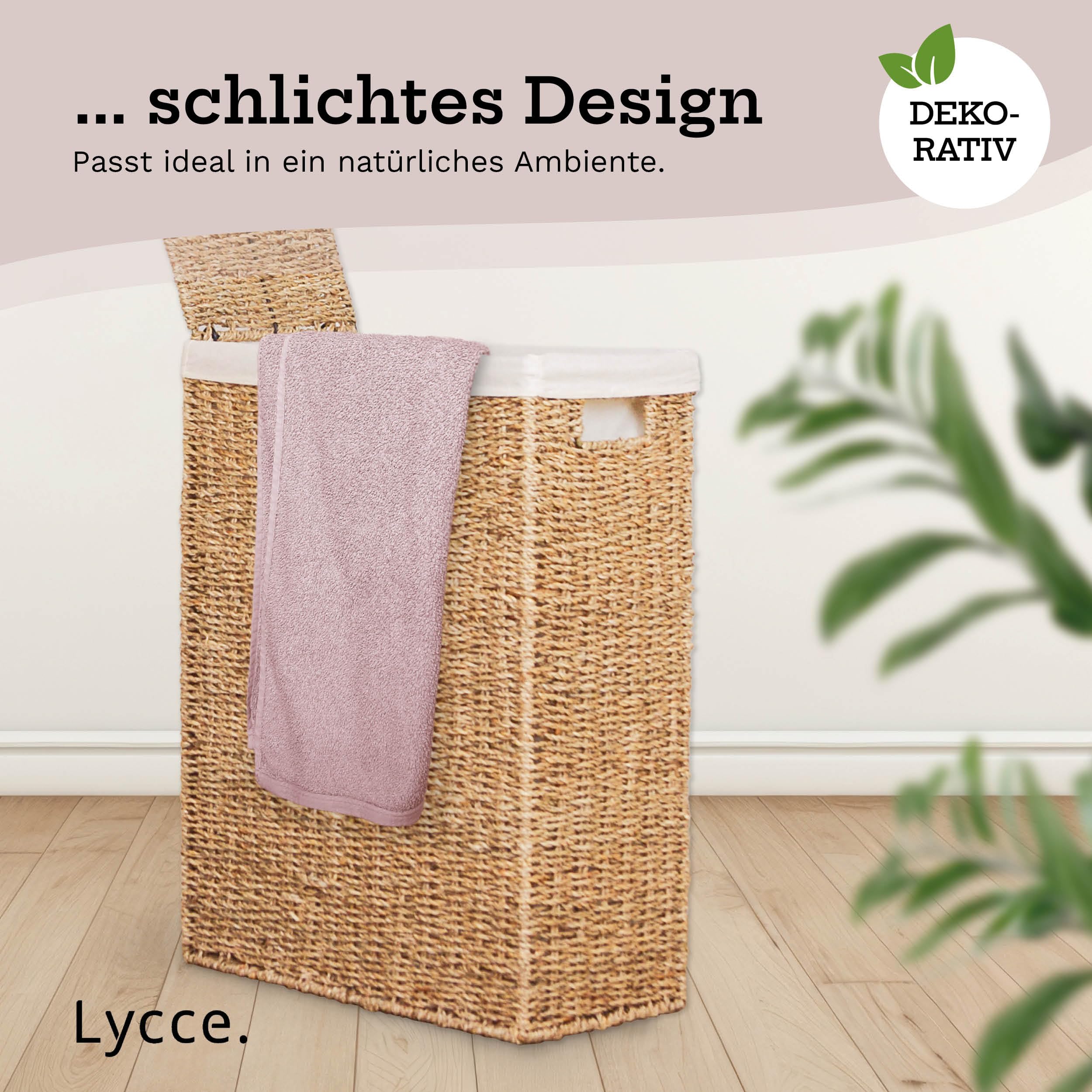 Lycce Wäschekorb schmal 50l, mit Deckel u. Henkel, Nischenwäschekorb Gr. 2