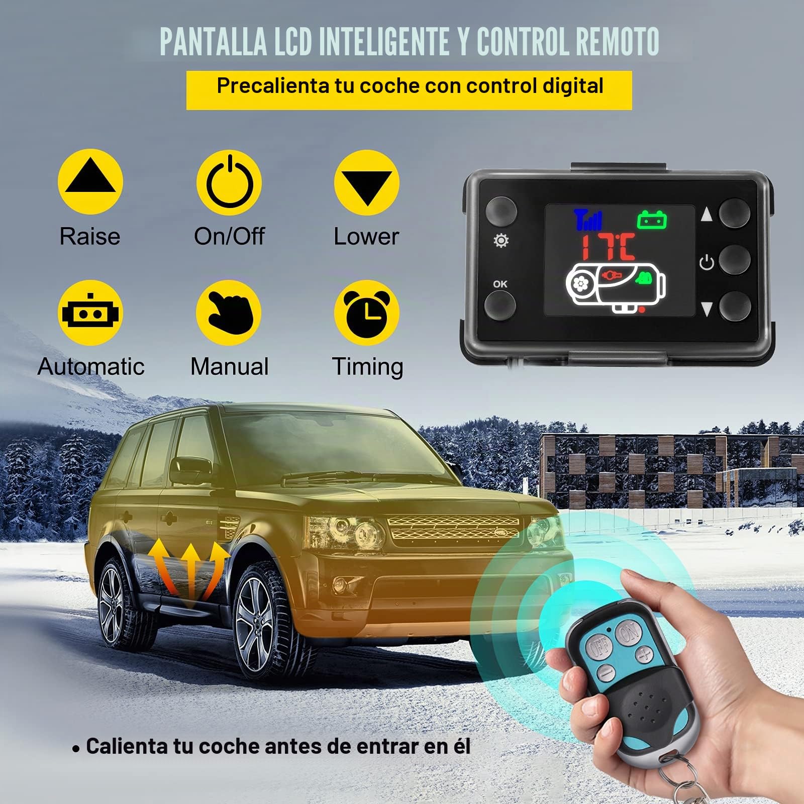 FlowerW Calentador de Aire Diesel 12V 8KW Calentador de Combustible Calefacción Estacionaria Diesel Calentador Coche Diesel con Interruptor LCD, Blanco y Negro